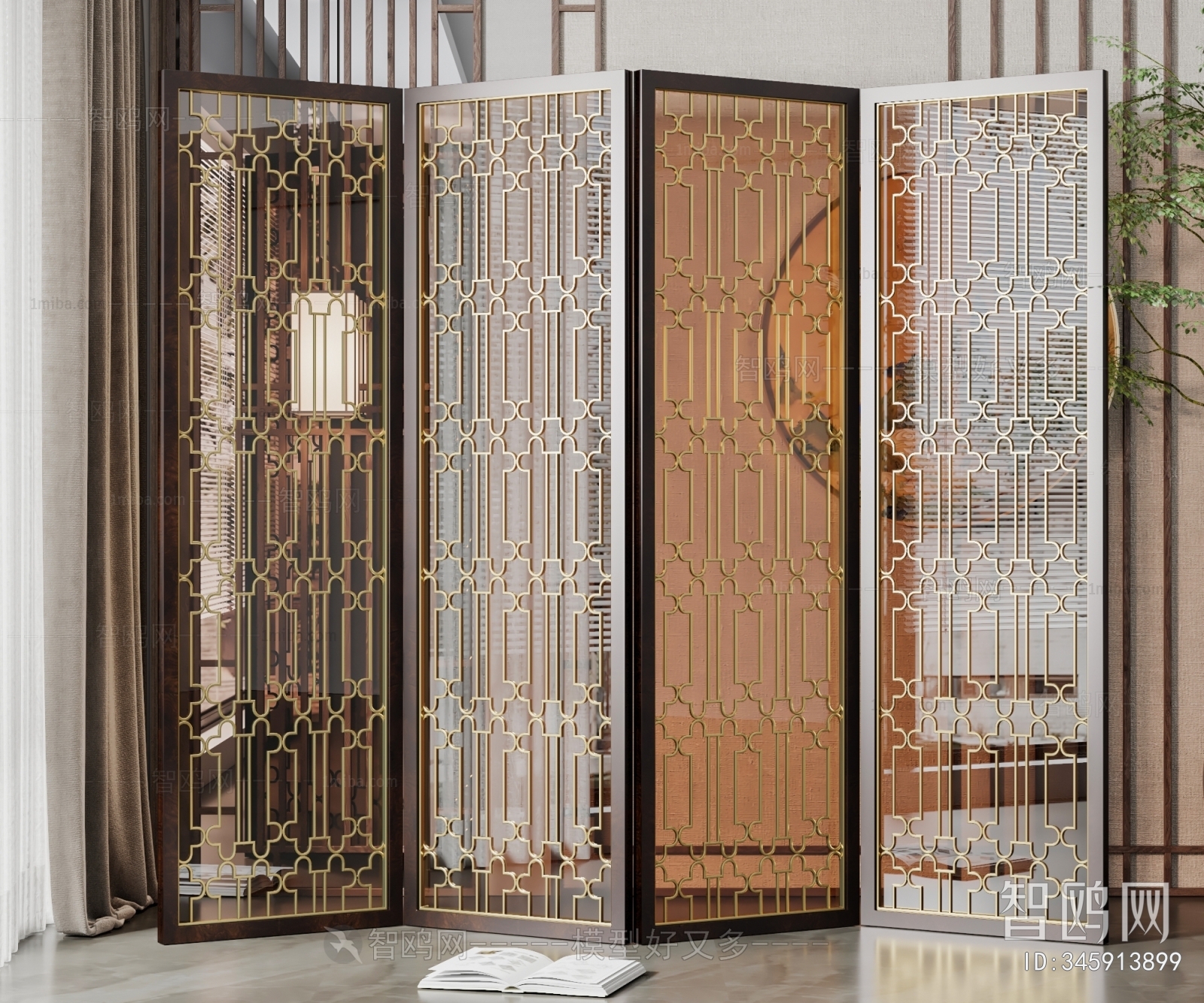 New Chinese Style Glass Screen Partition