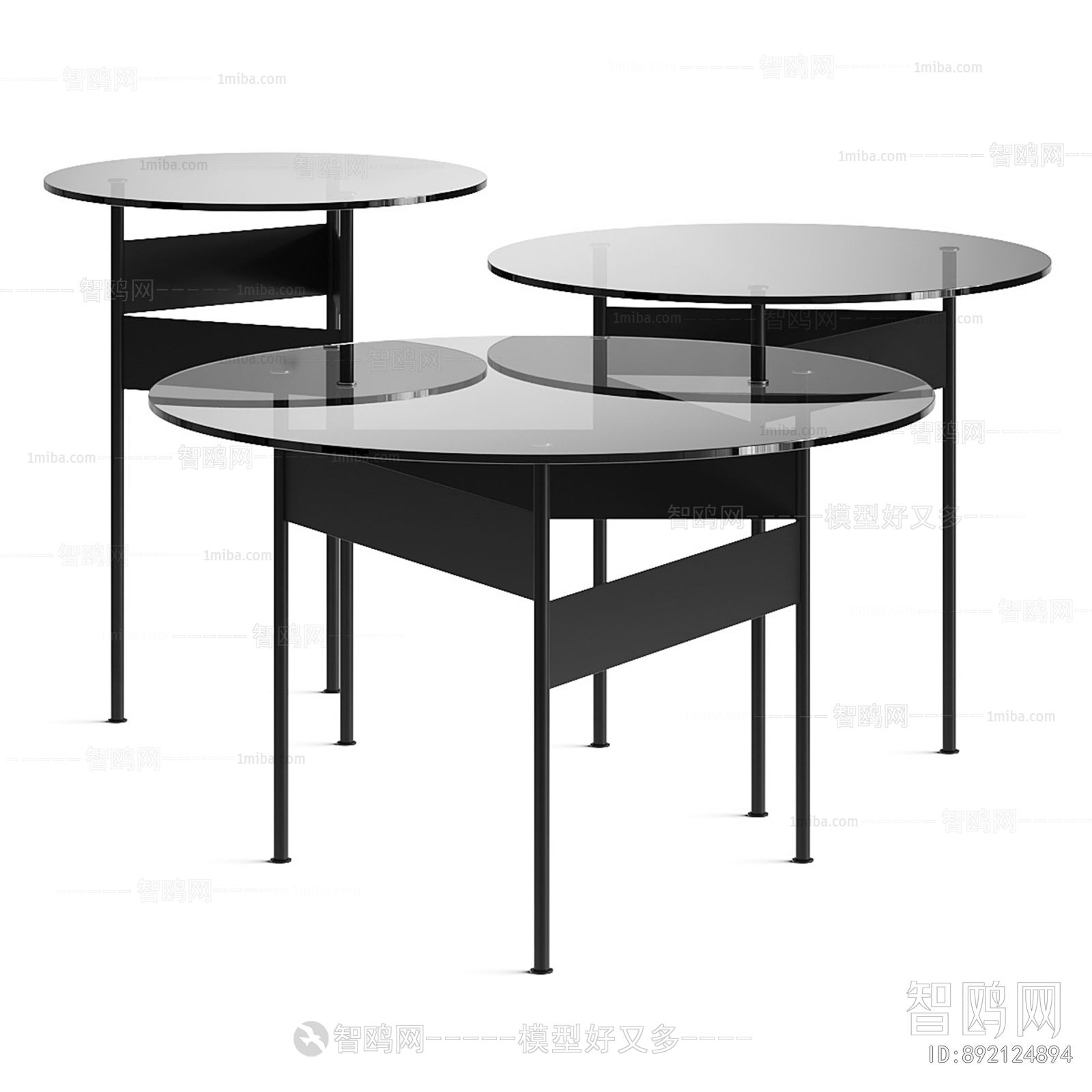 现代圆形玻璃咖啡桌