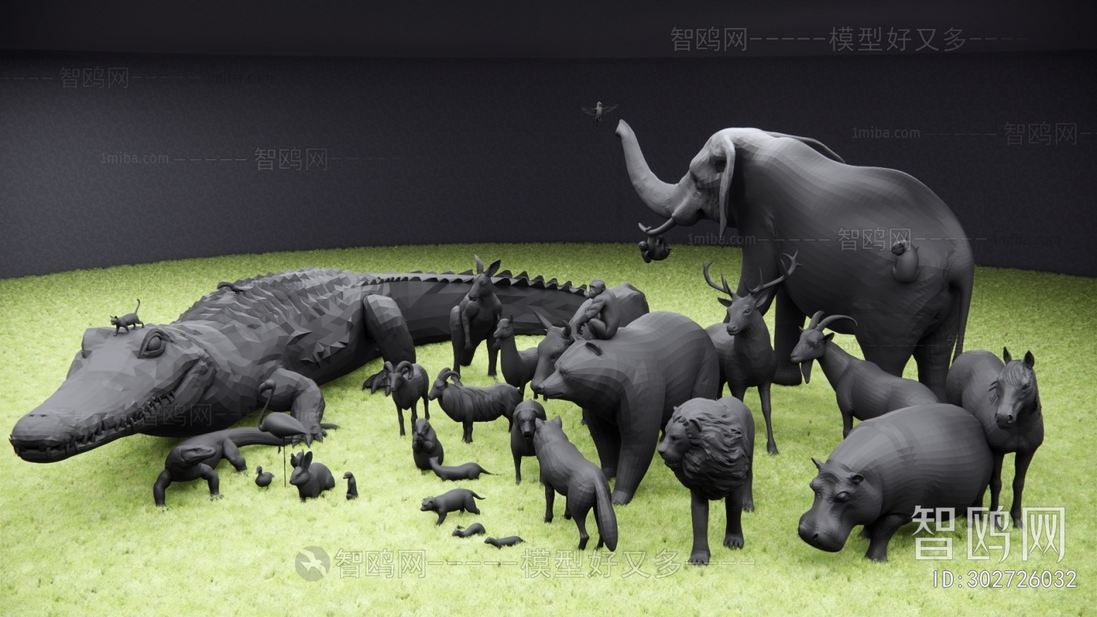 现代动物组合3D模型下载