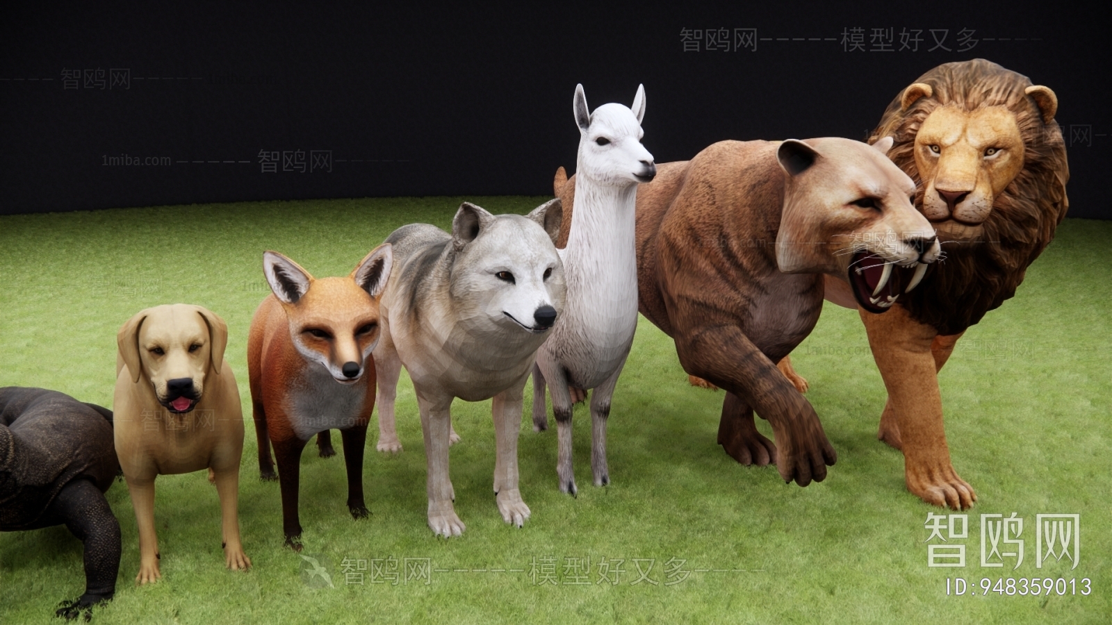 现代动物组合3D模型下载