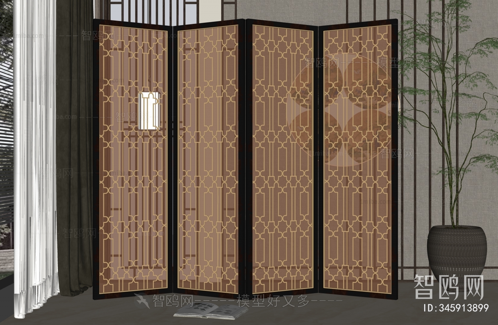 New Chinese Style Glass Screen Partition