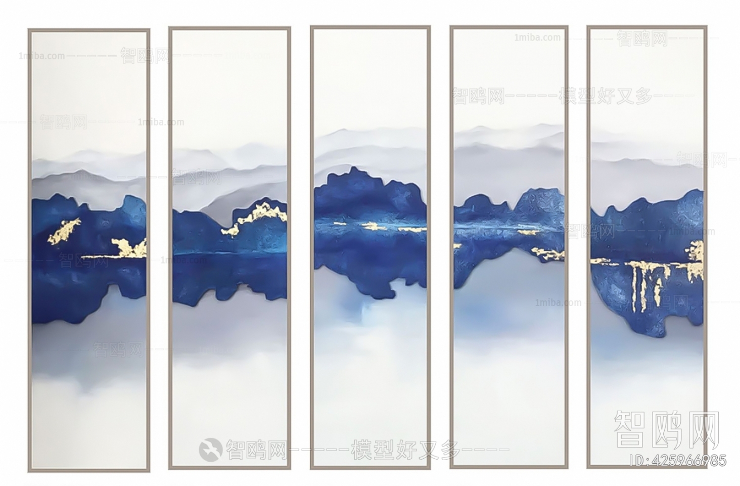 新中式抽象山水挂画贴图
