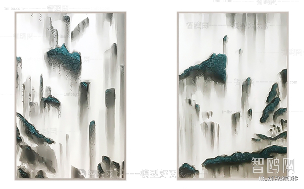 新中式抽象山峦挂画贴图