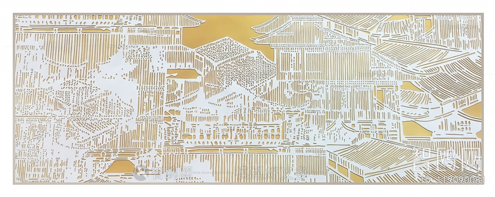 新中式抽象建筑挂画贴图