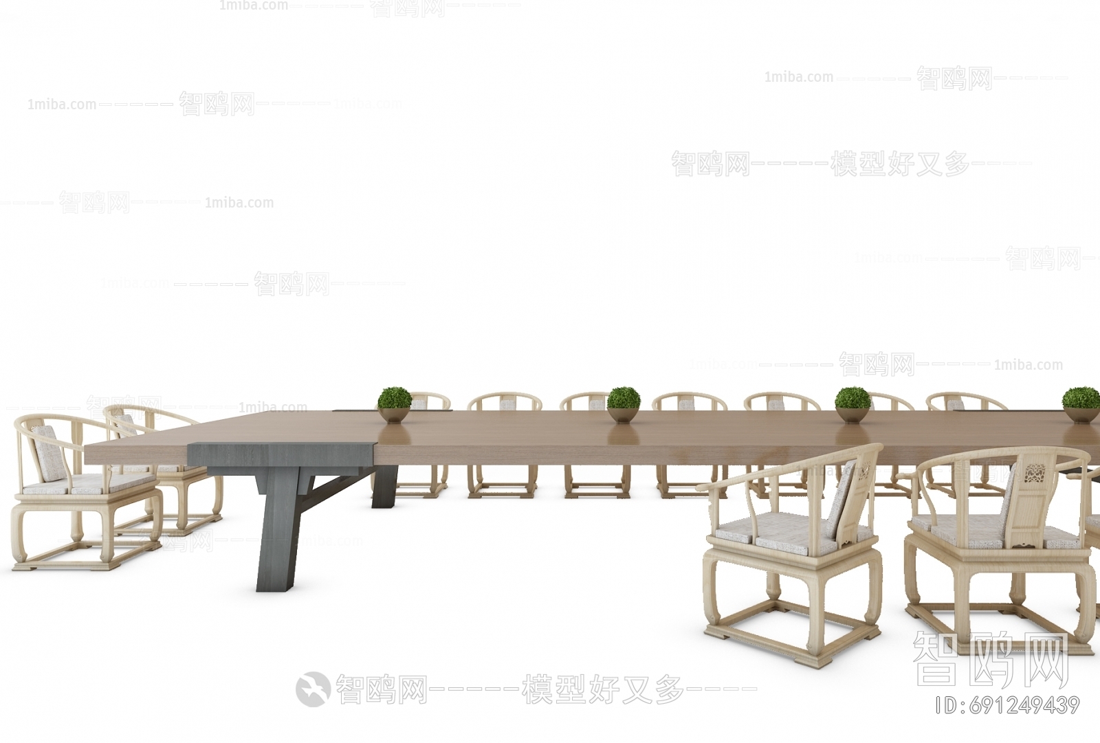 新中式方形会议桌椅