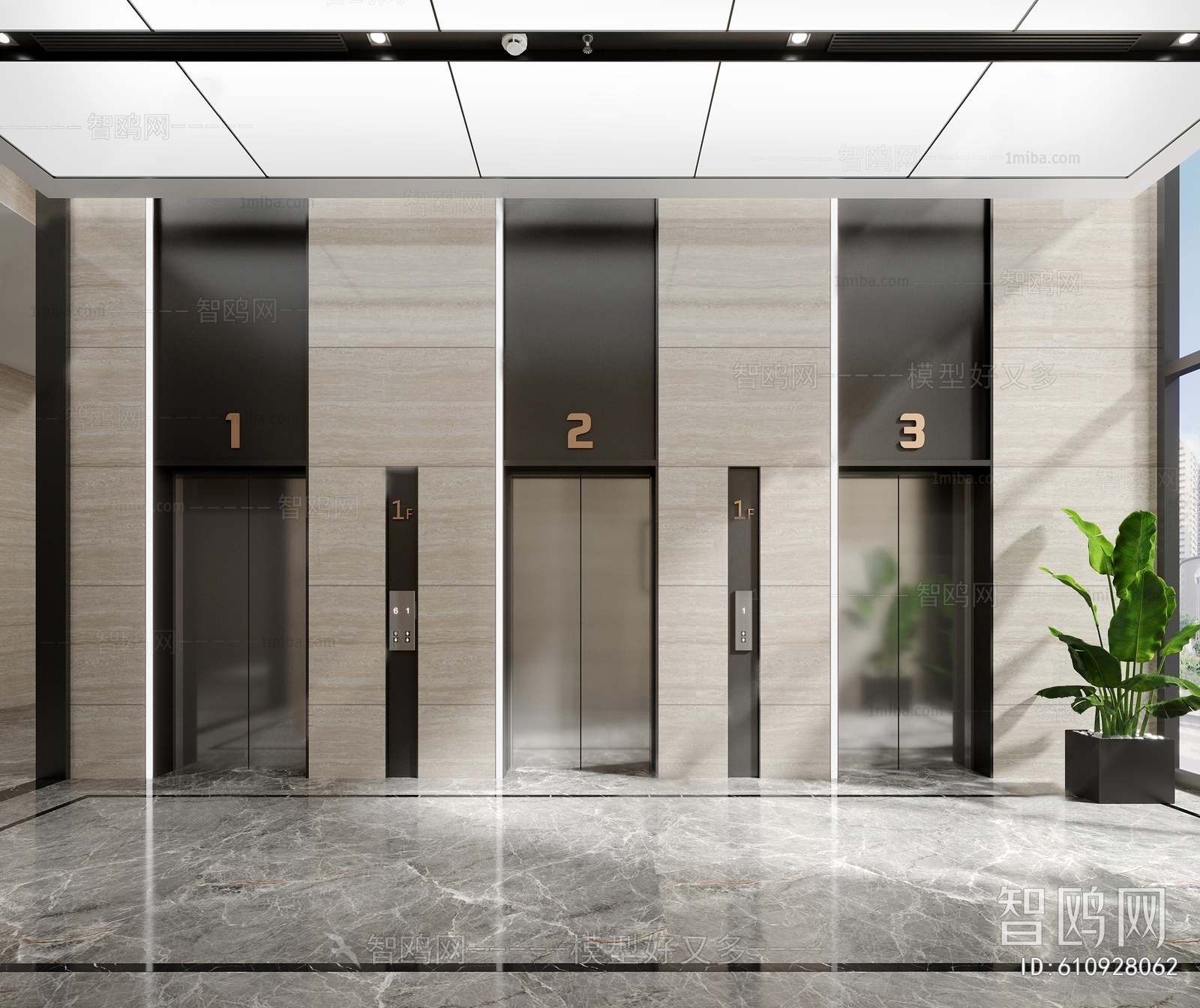 Modern Office Elevator Hall