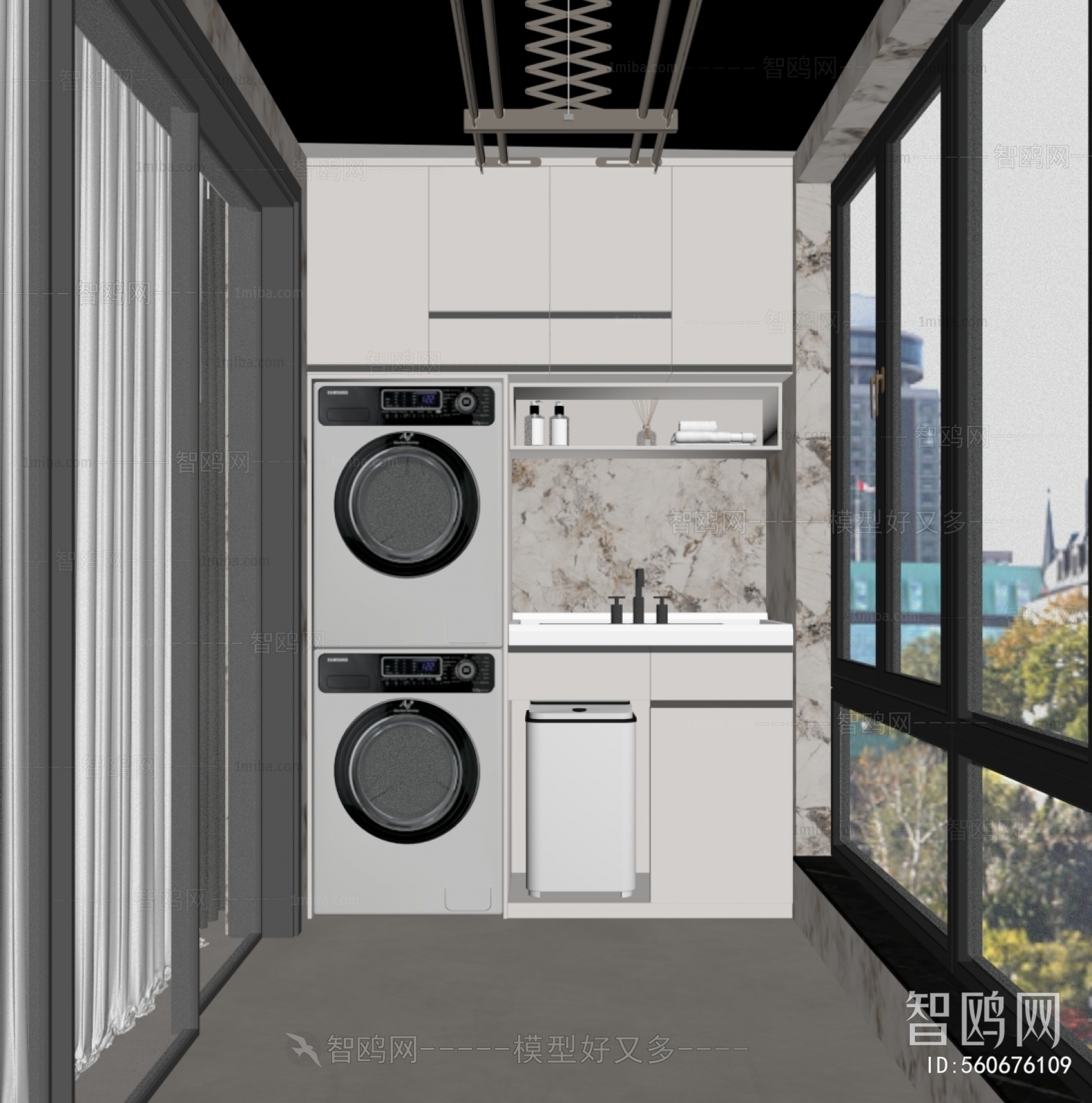 Modern Balcony Laundry Room