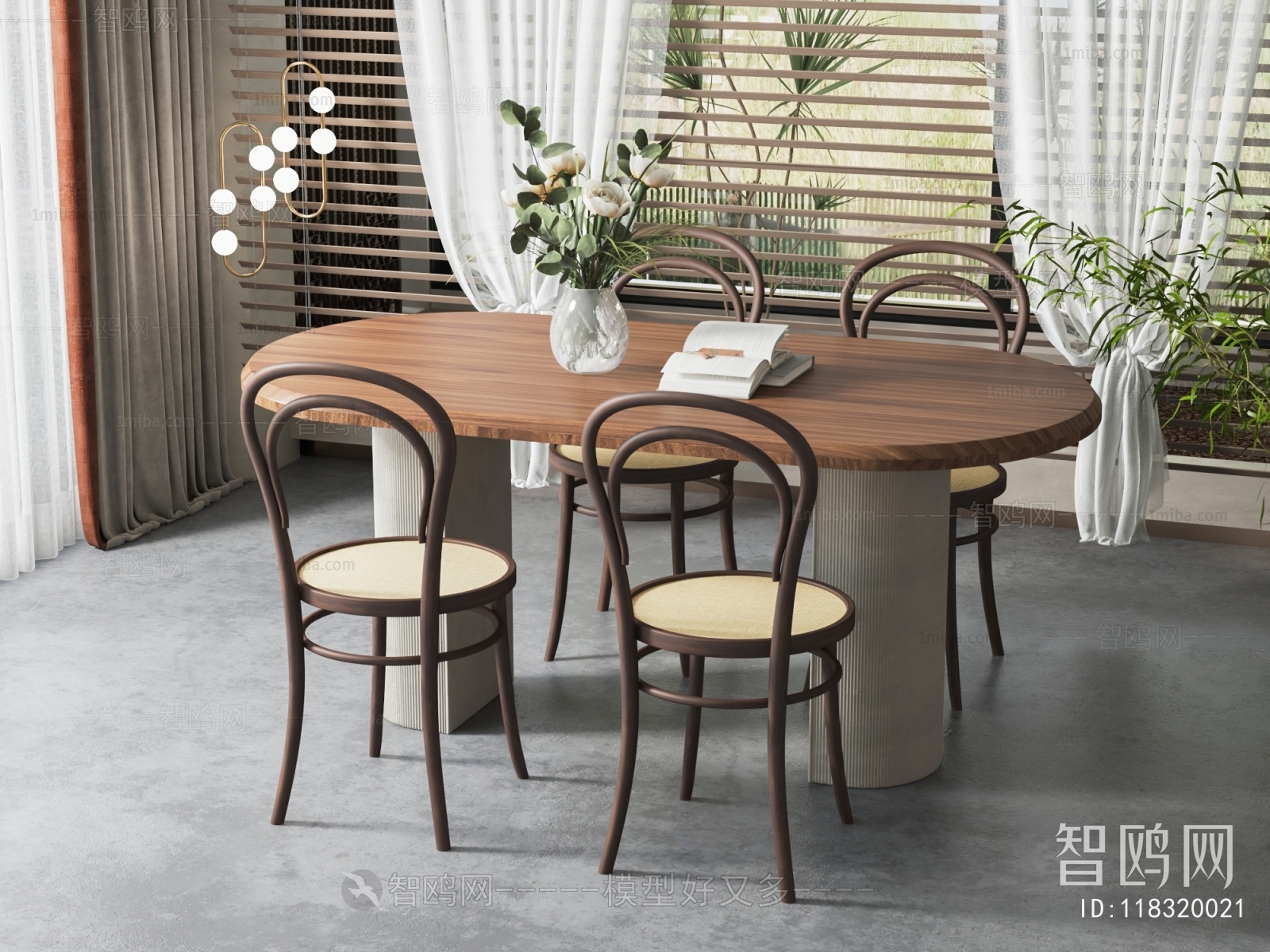 Simple European Style Dining Table And Chairs