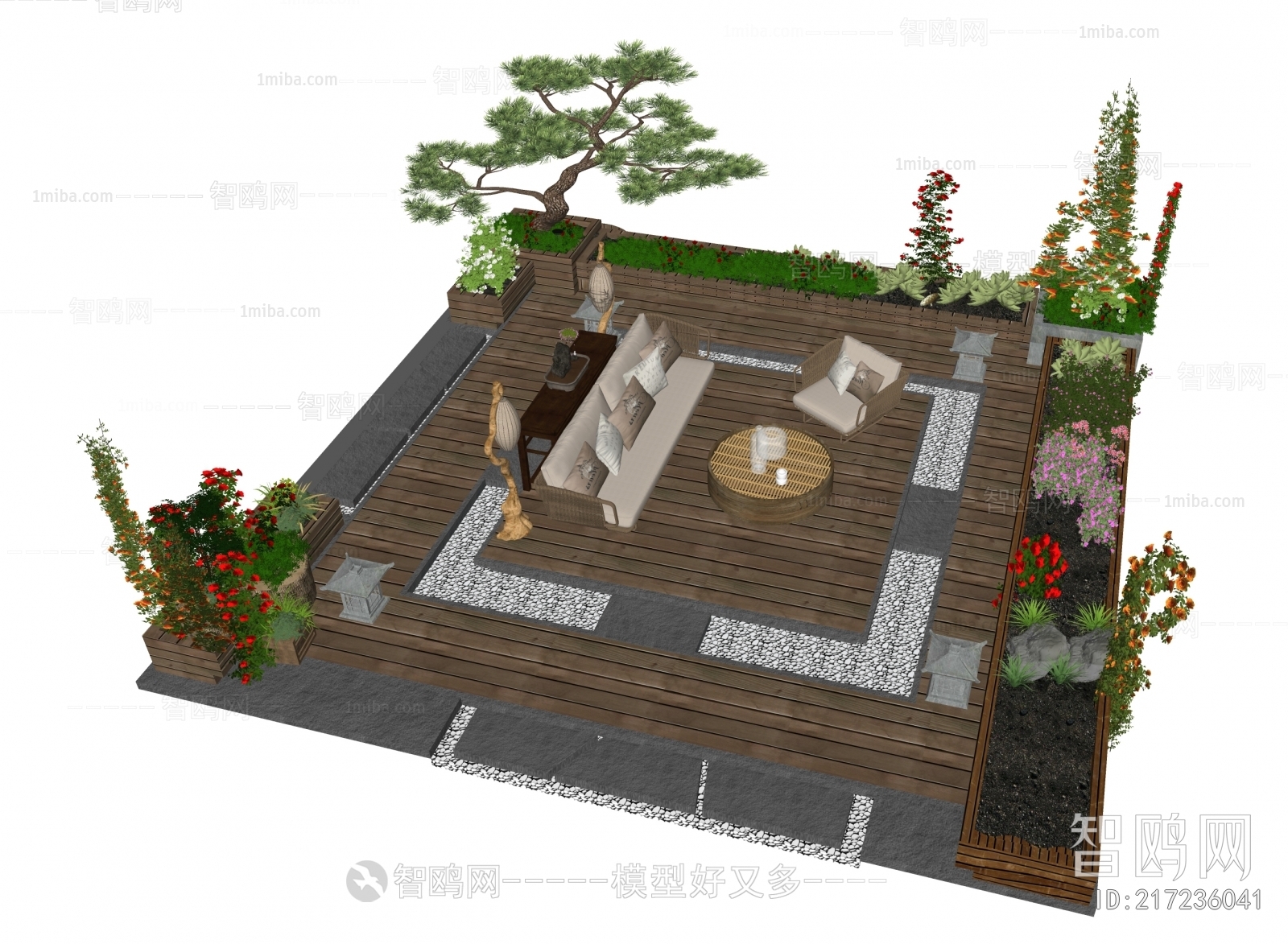 新中式庭院园林小品景观