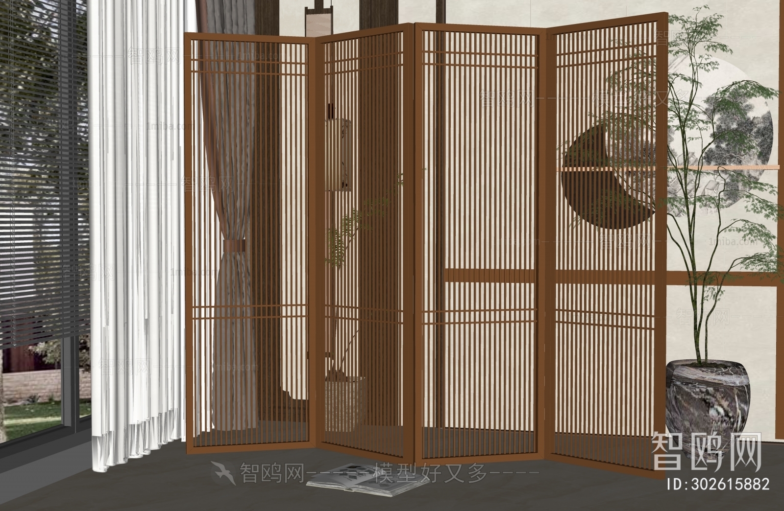 New Chinese Style Metal Screen Partition