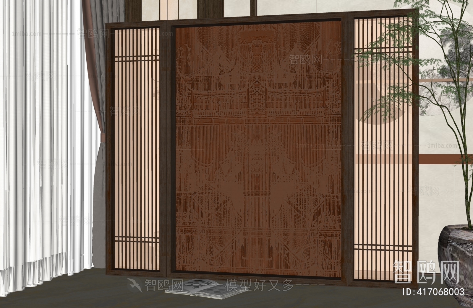 New Chinese Style Wooden Screen Partition