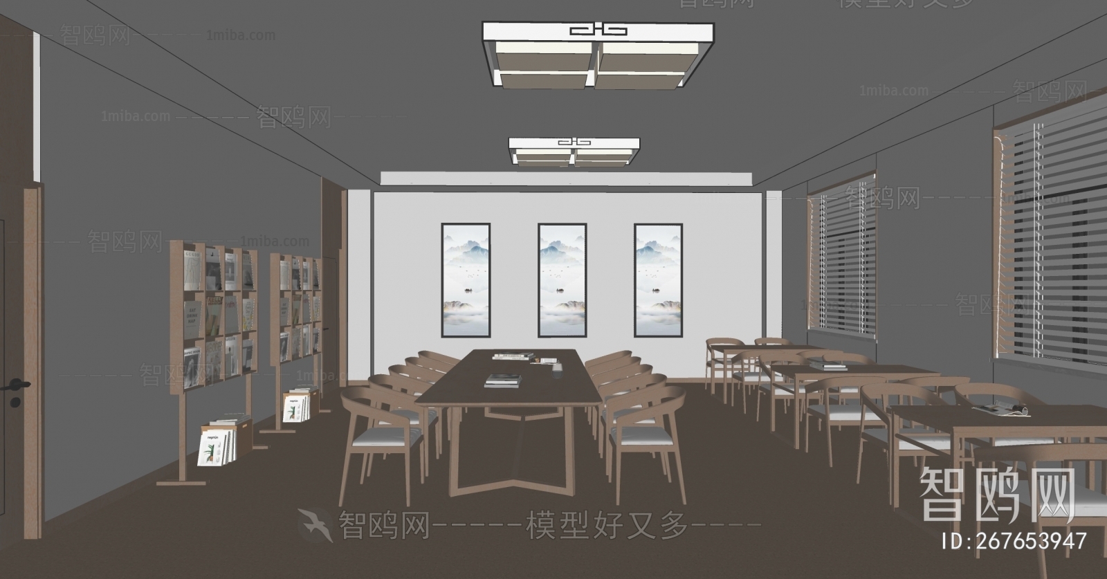 新中式图书馆阅读室
