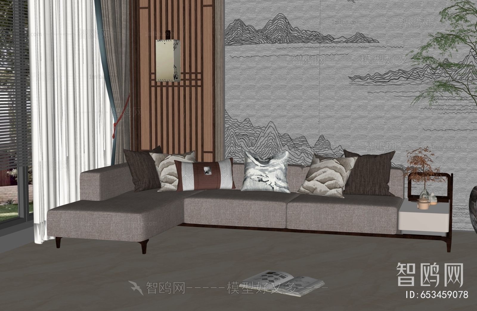 New Chinese Style Corner Sofa