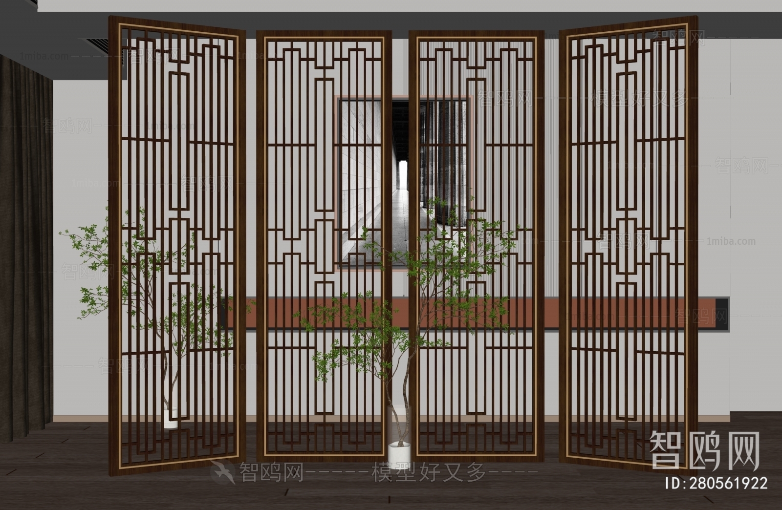 New Chinese Style Metal Screen Partition