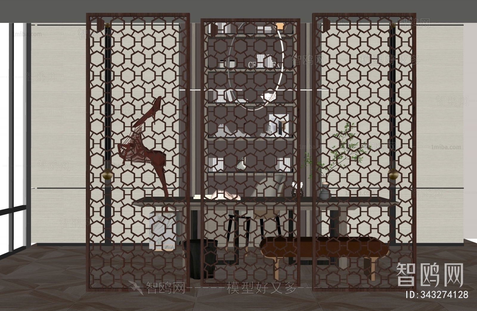 New Chinese Style Wooden Screen Partition