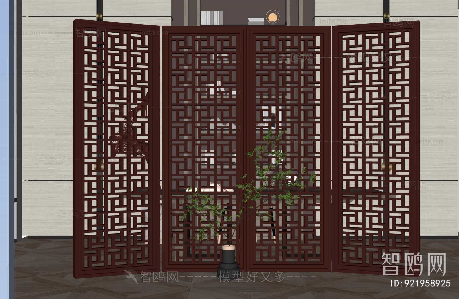 New Chinese Style Wooden Screen Partition