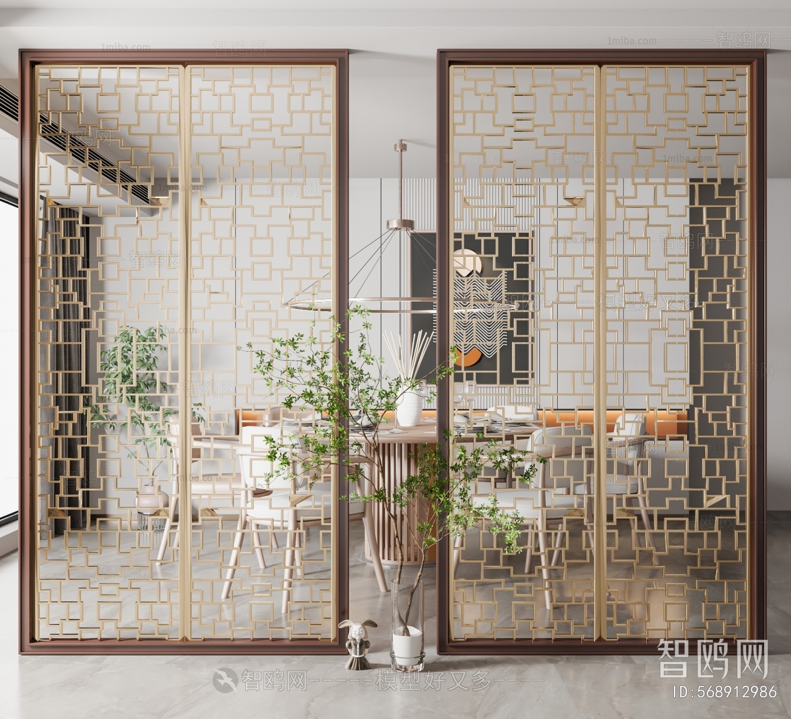 New Chinese Style Metal Screen Partition