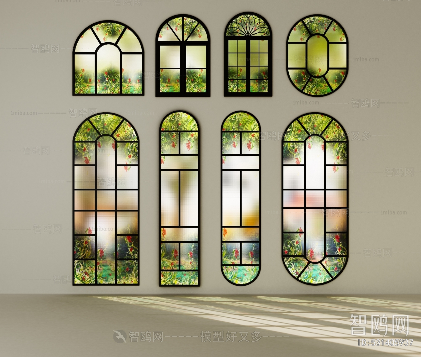 法式装饰玻璃窗组合