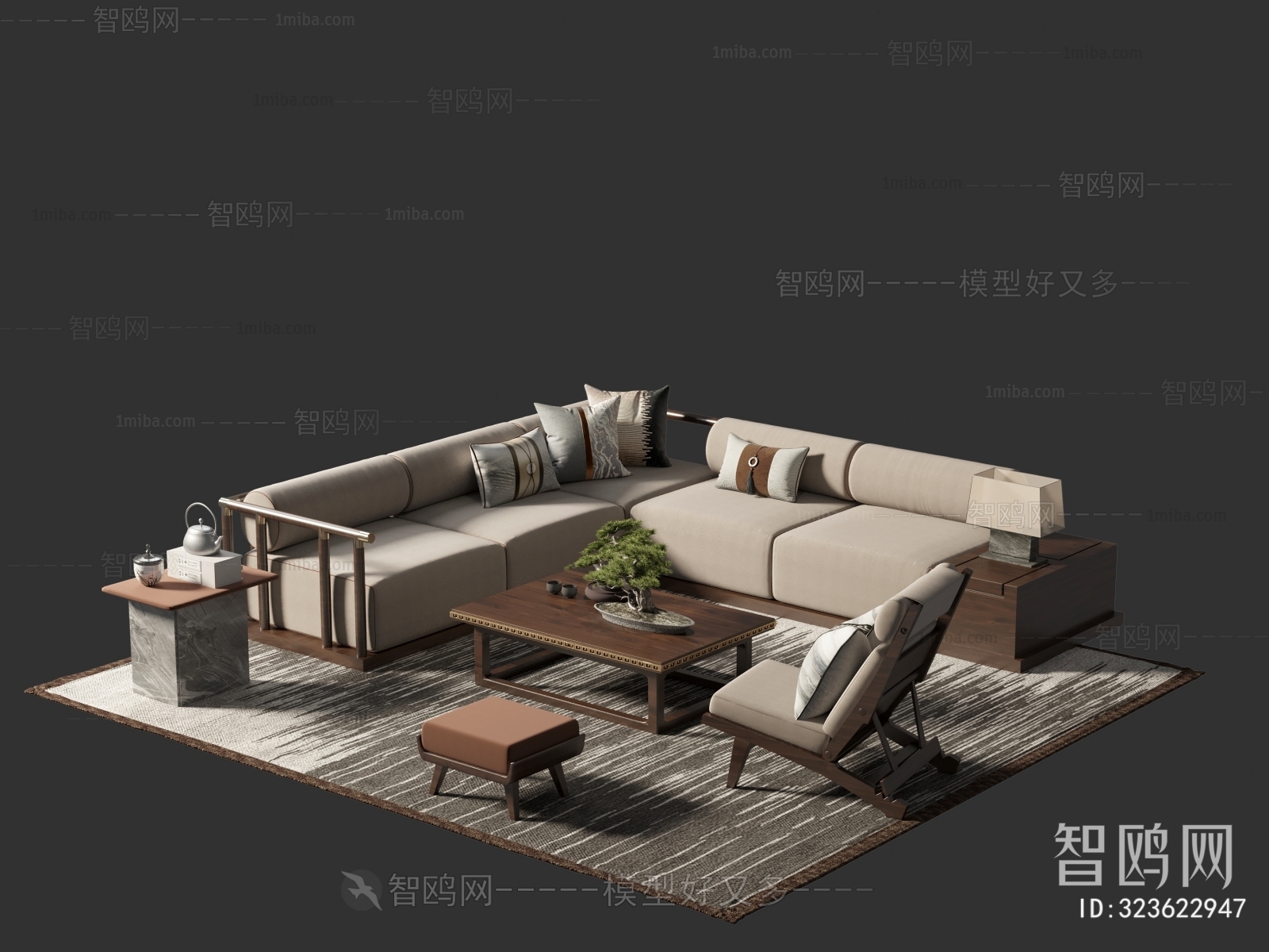 New Chinese Style Corner Sofa