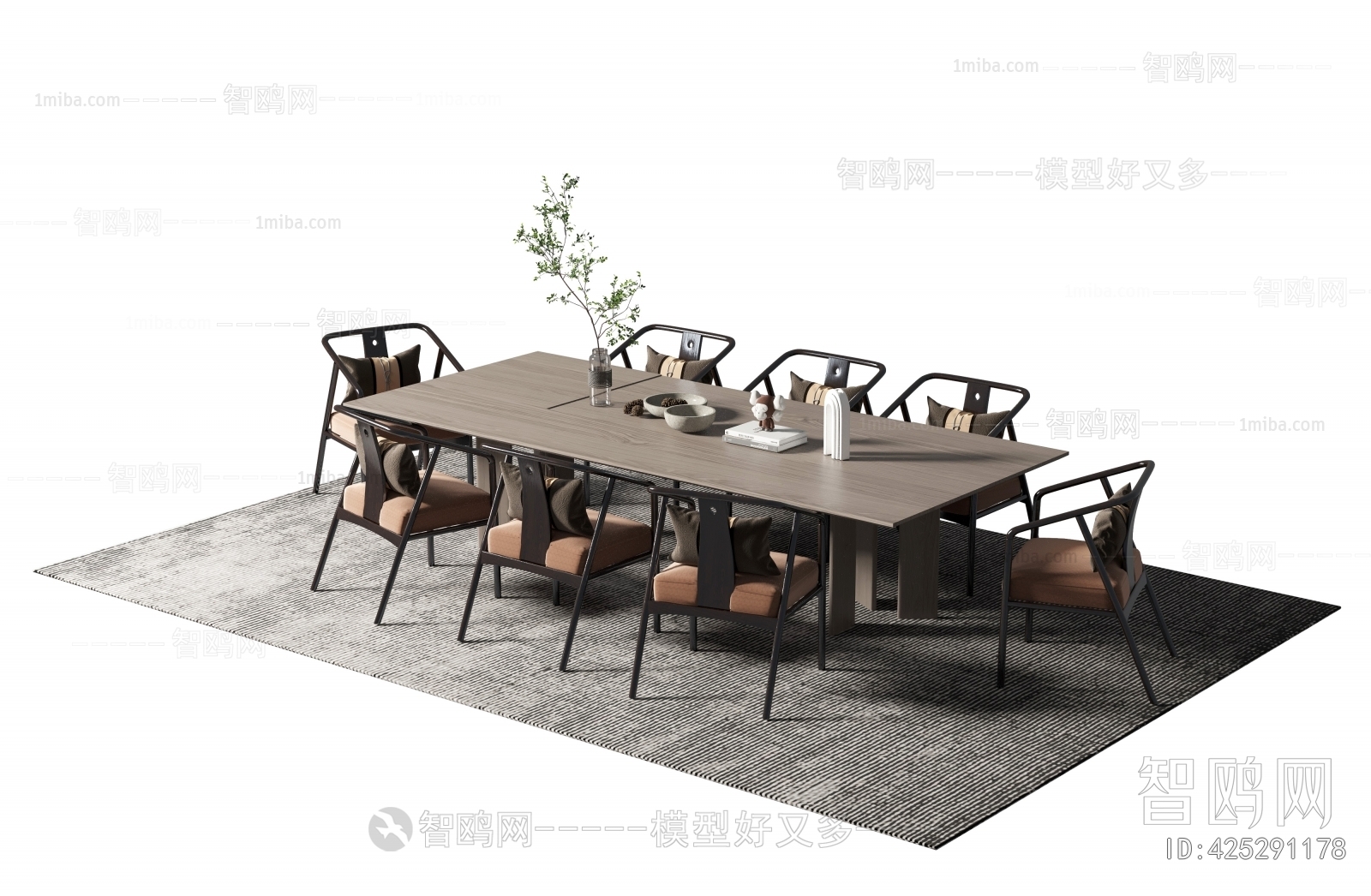 新中式方形实木餐桌椅