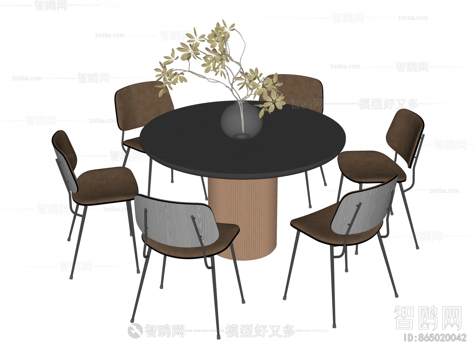 北欧圆形餐桌椅组合