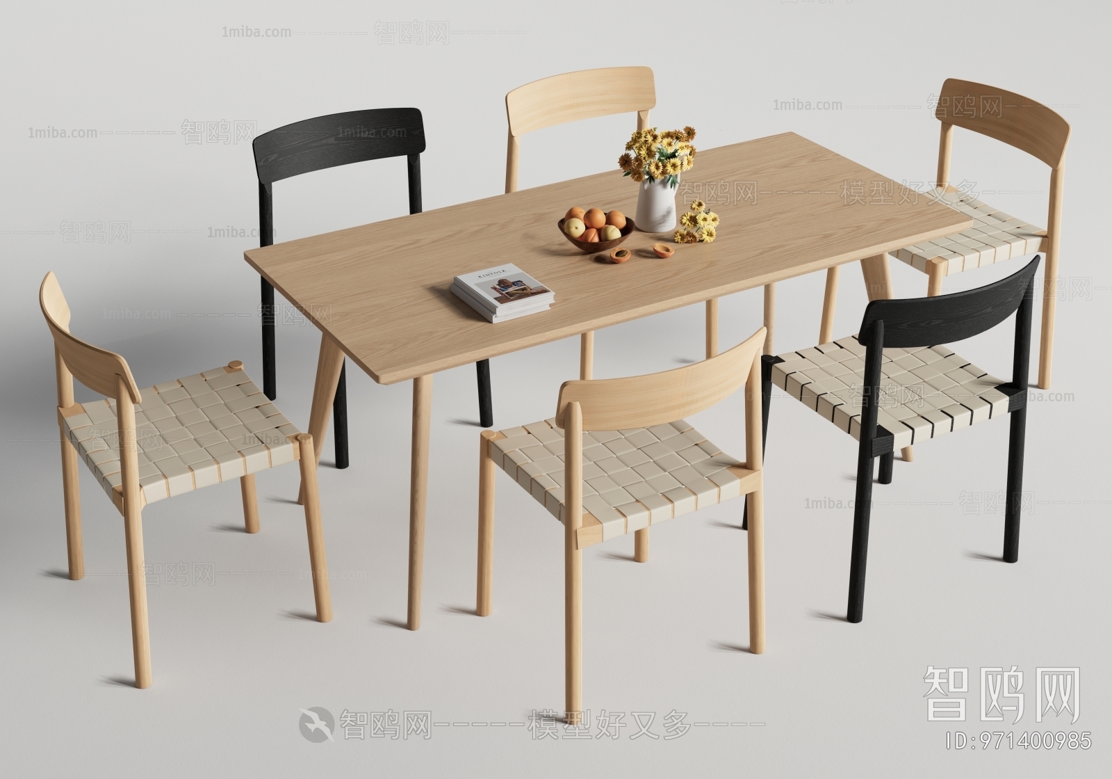 北欧原木餐桌椅