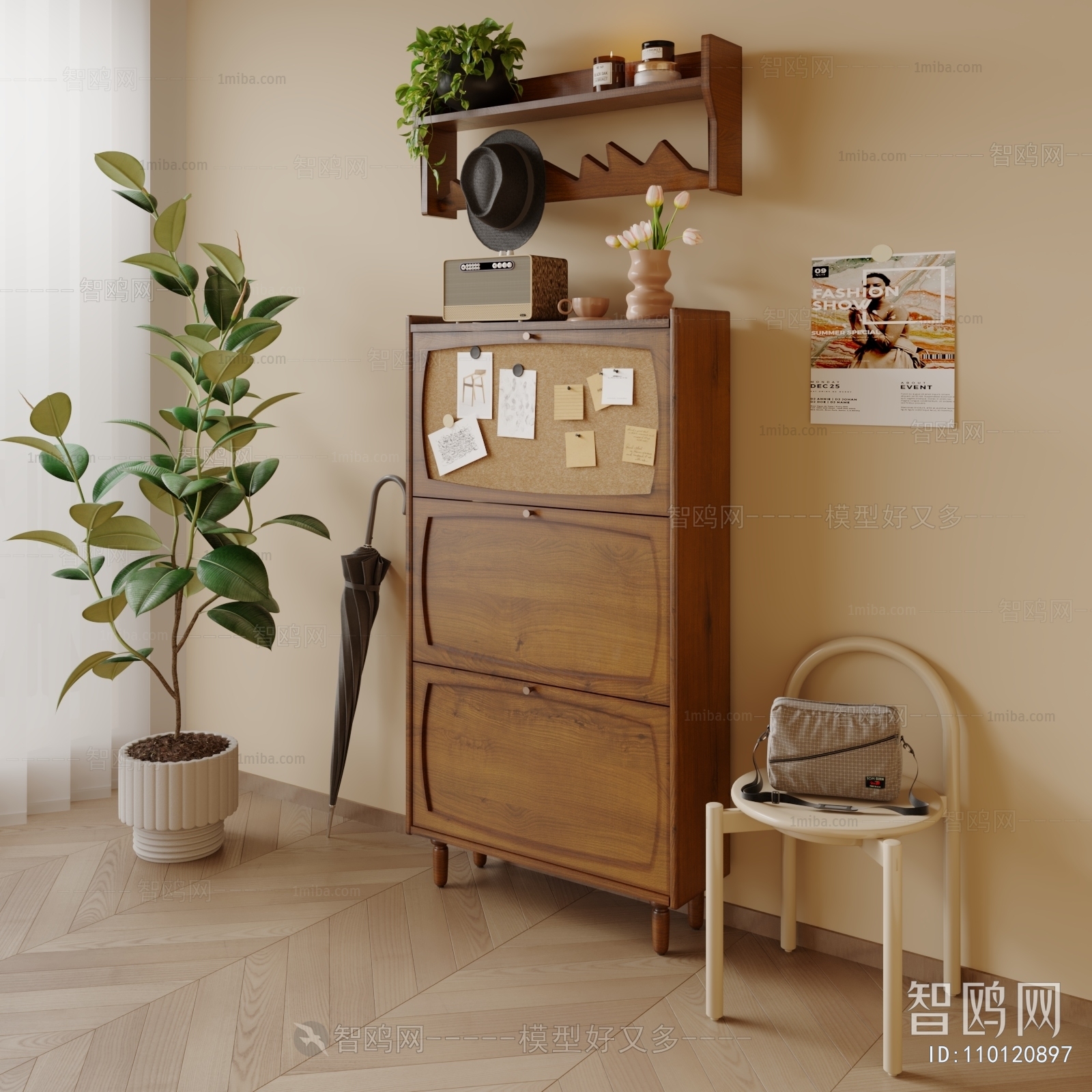 Wabi-sabi Style Shoe Cabinet