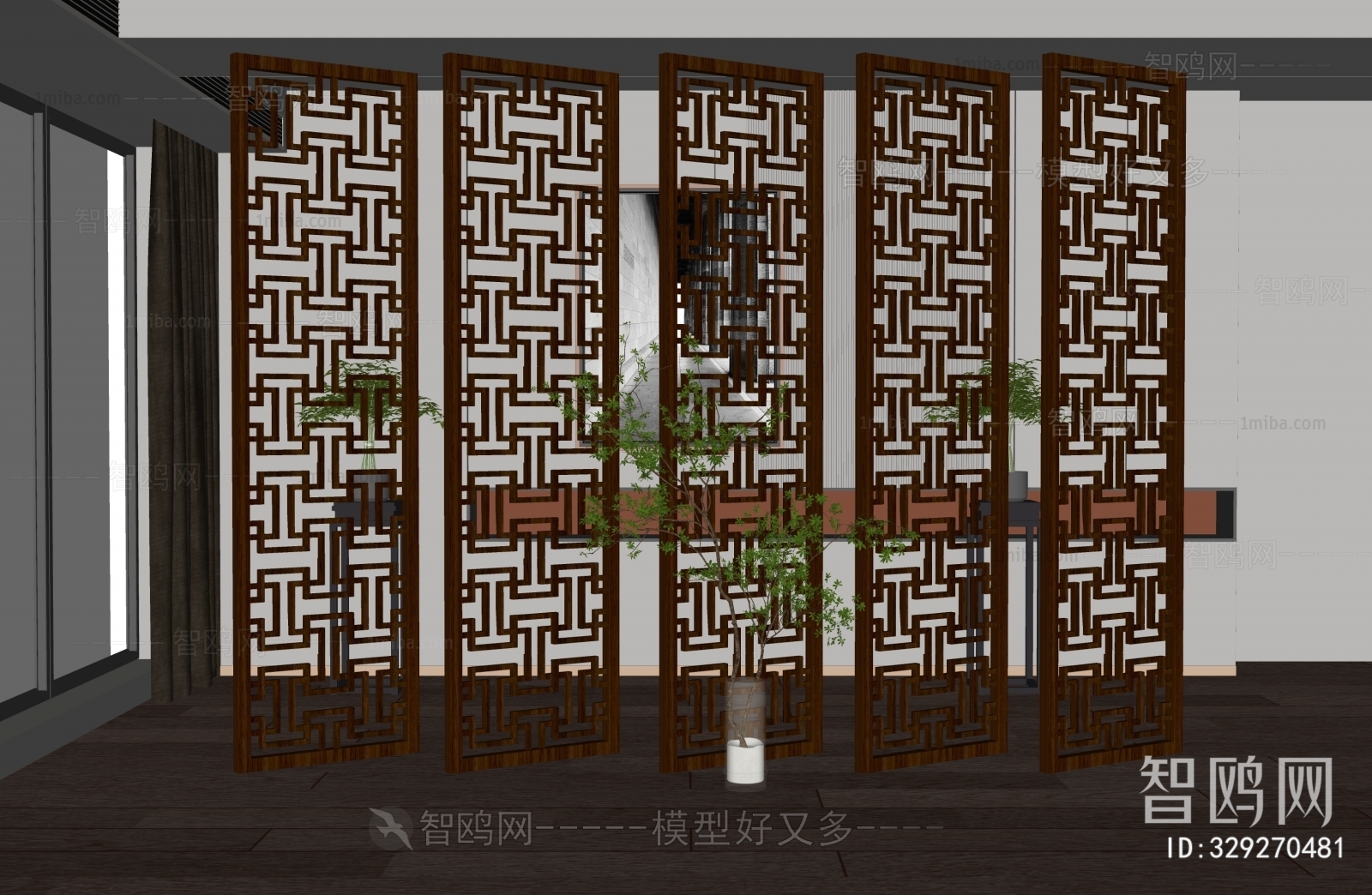 New Chinese Style Wooden Screen Partition