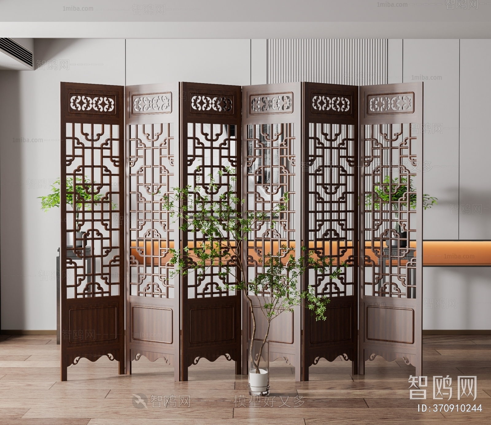 Chinese Style Wooden Screen Partition