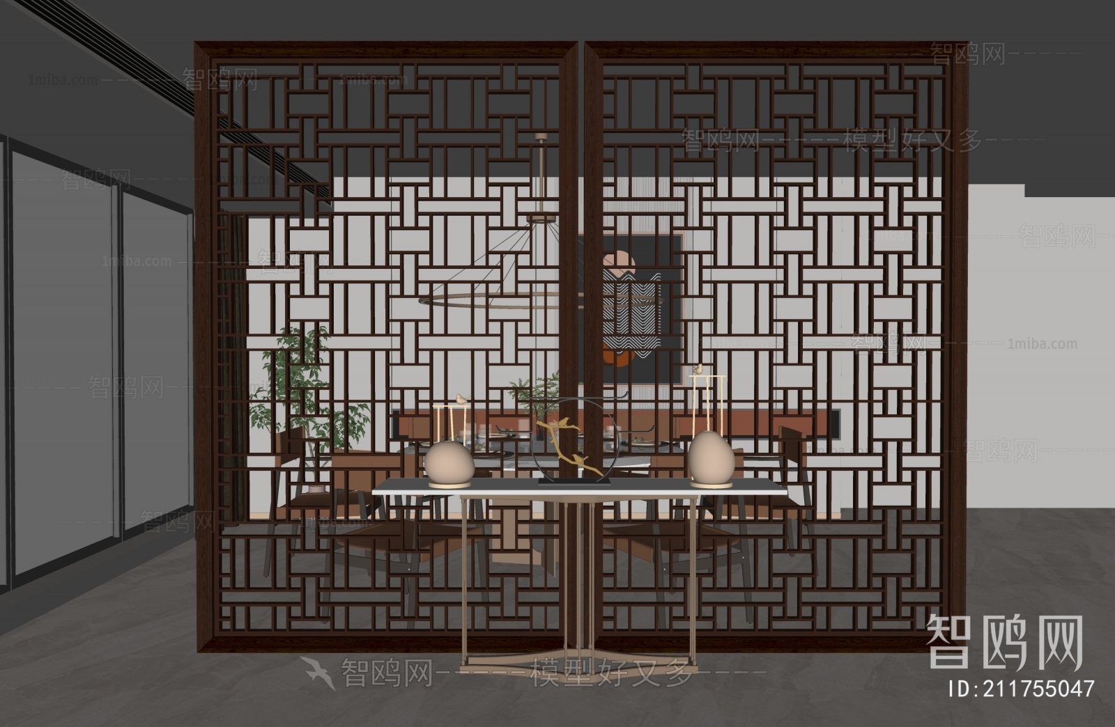 New Chinese Style Wooden Screen Partition