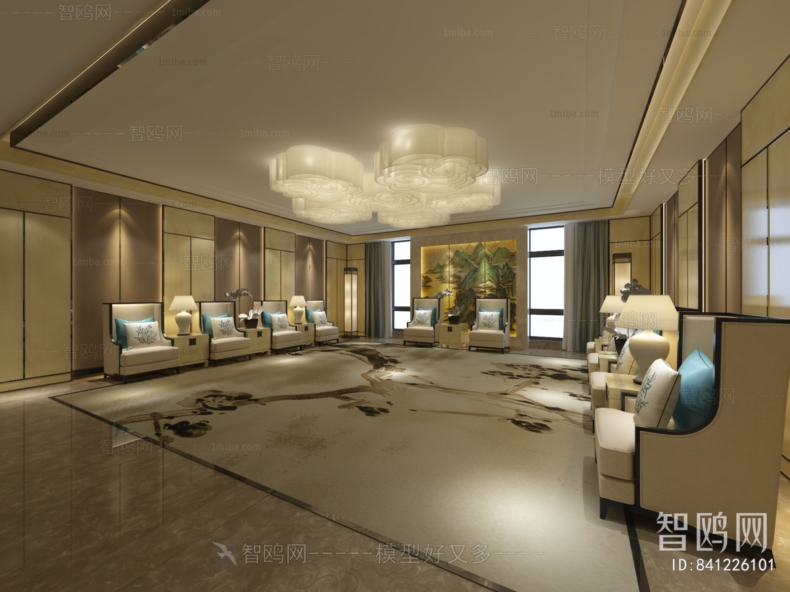 New Chinese Style Office Living Room