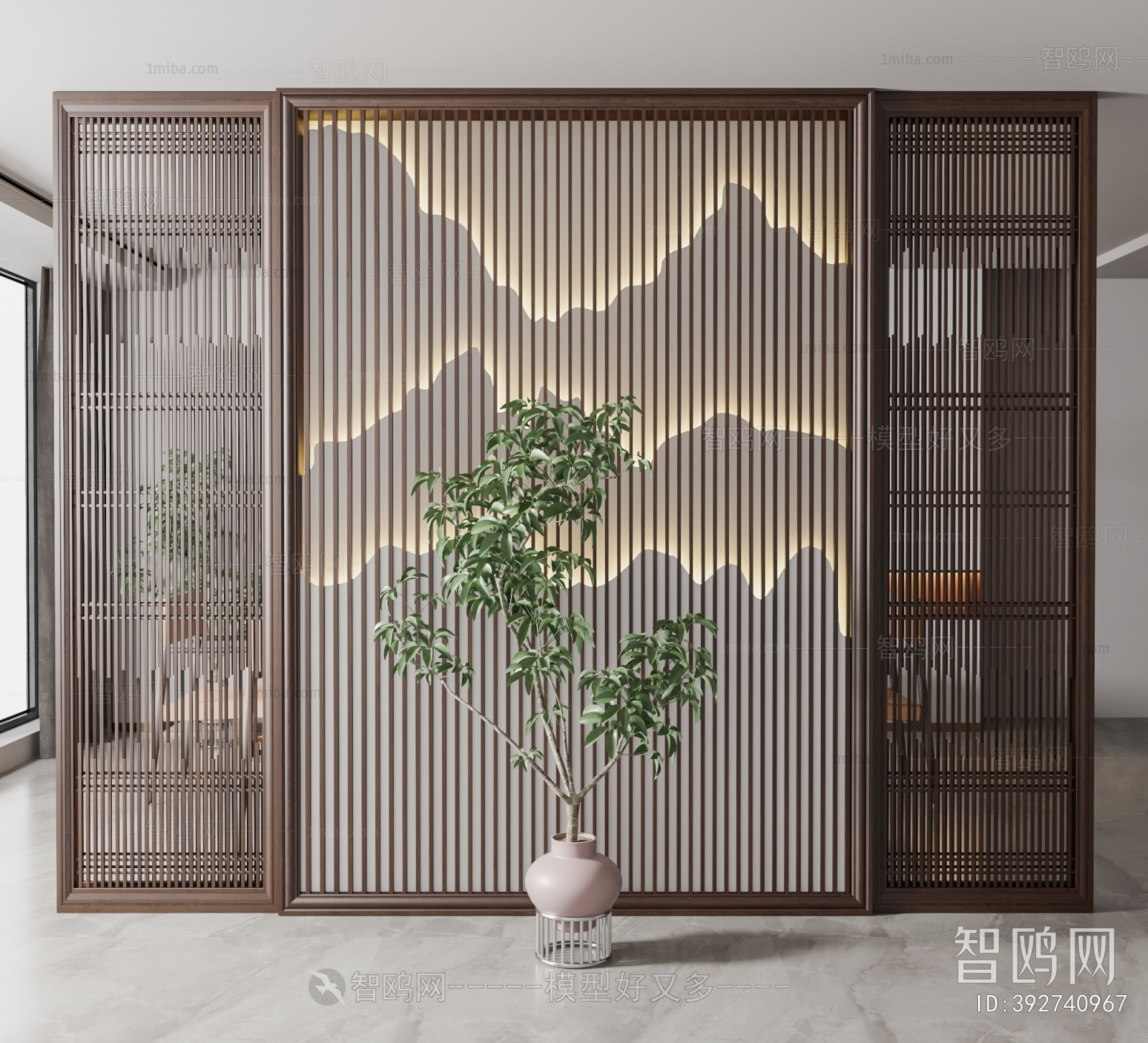 New Chinese Style Wooden Screen Partition