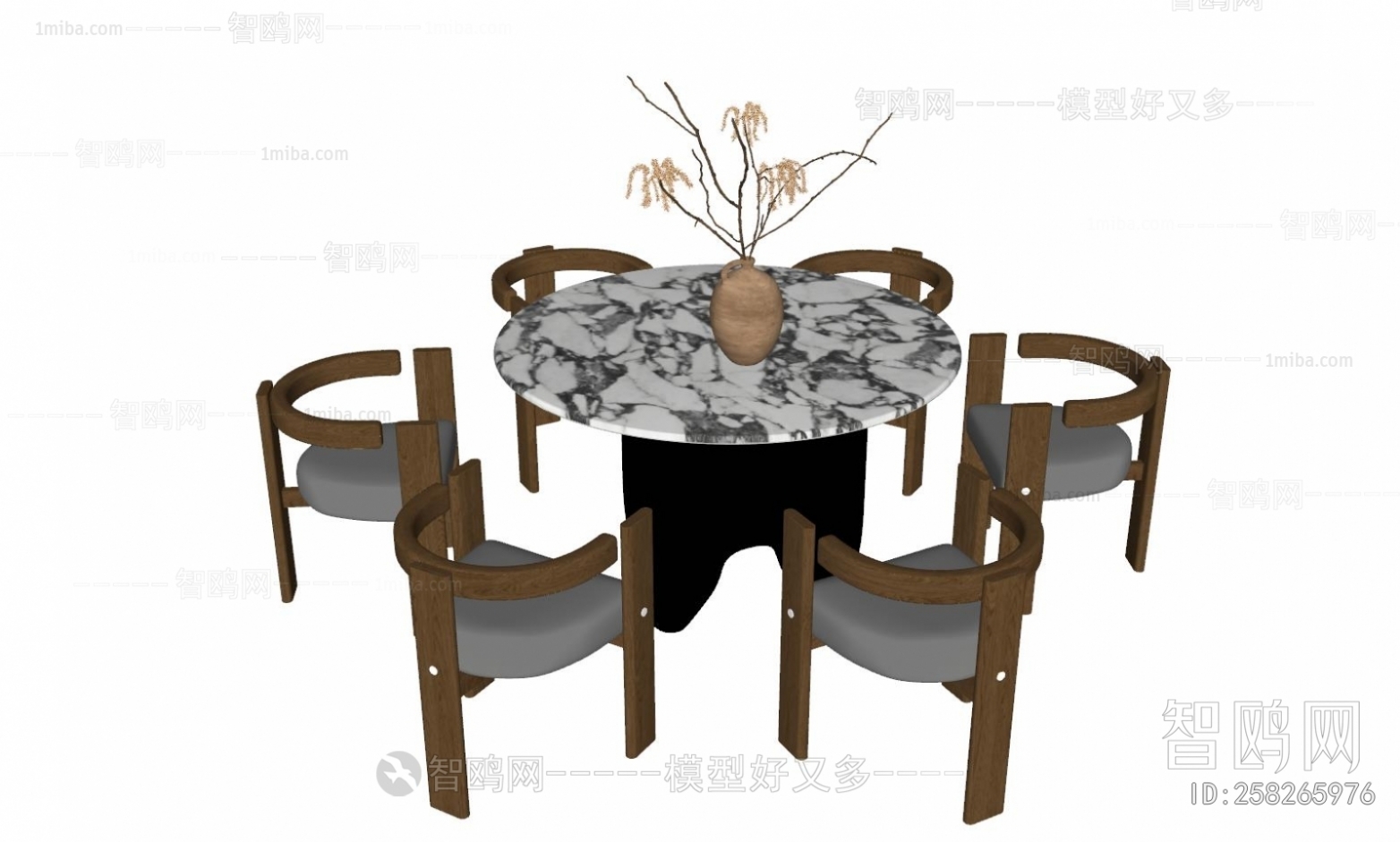 侘寂风圆形餐桌椅