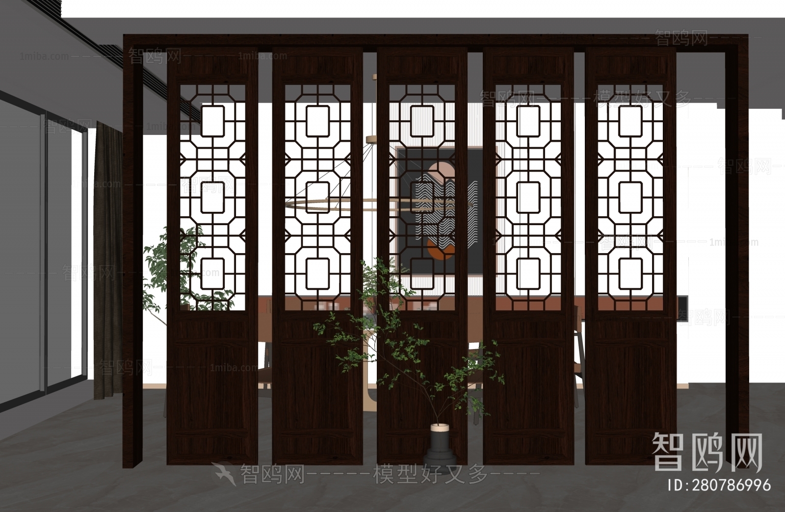 New Chinese Style Wooden Screen Partition