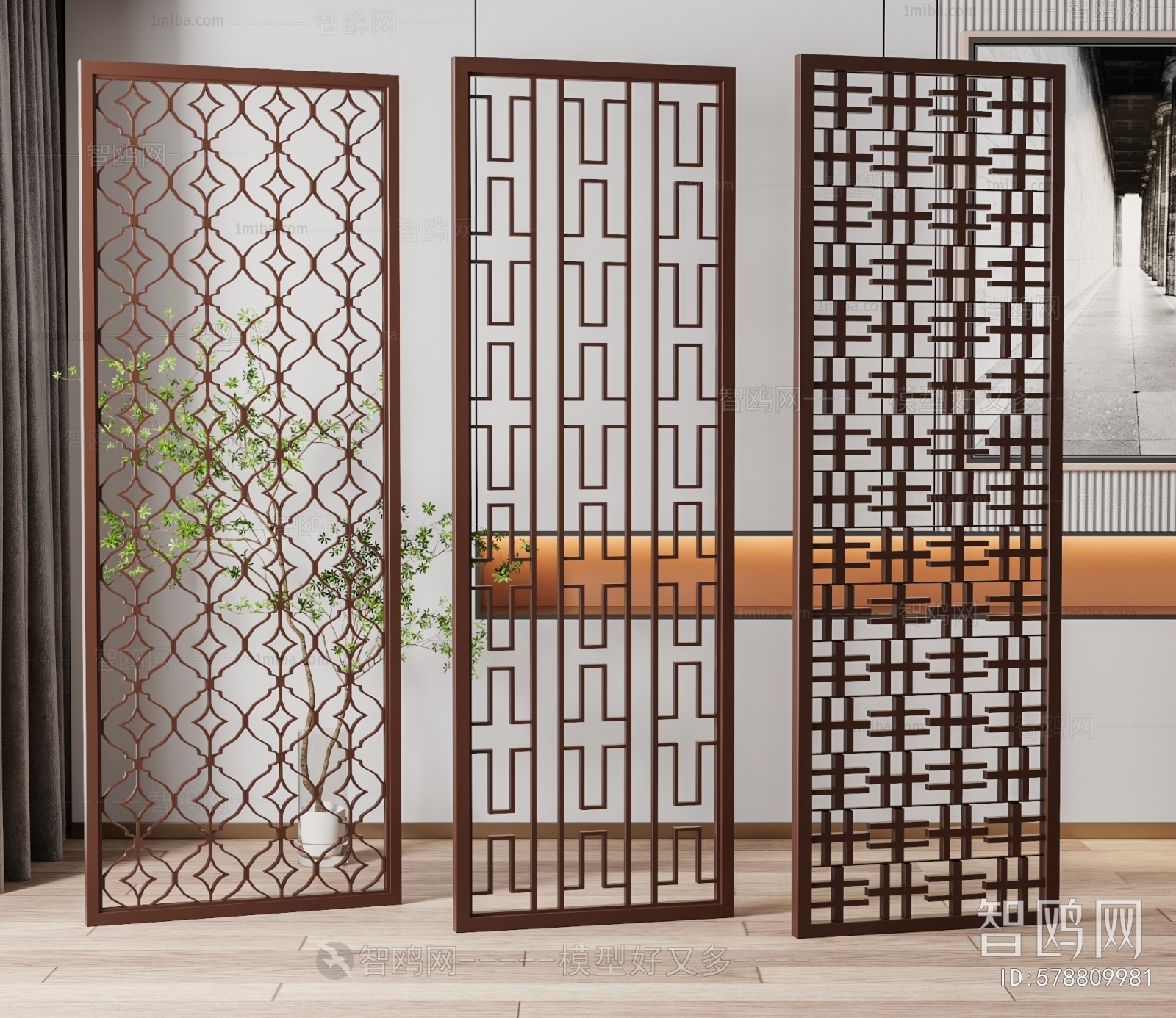 New Chinese Style Wooden Screen Partition