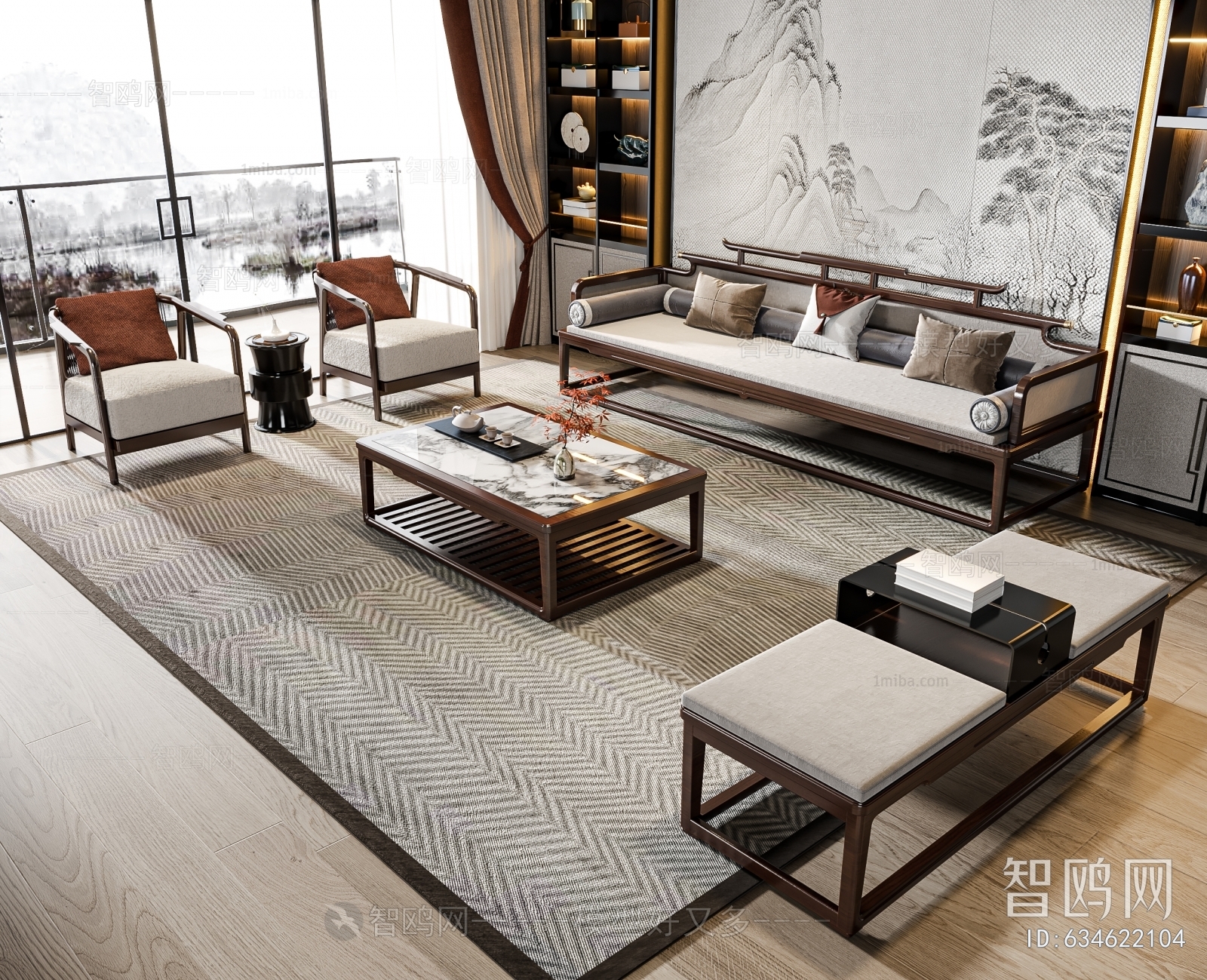 New Chinese Style Sofa Combination