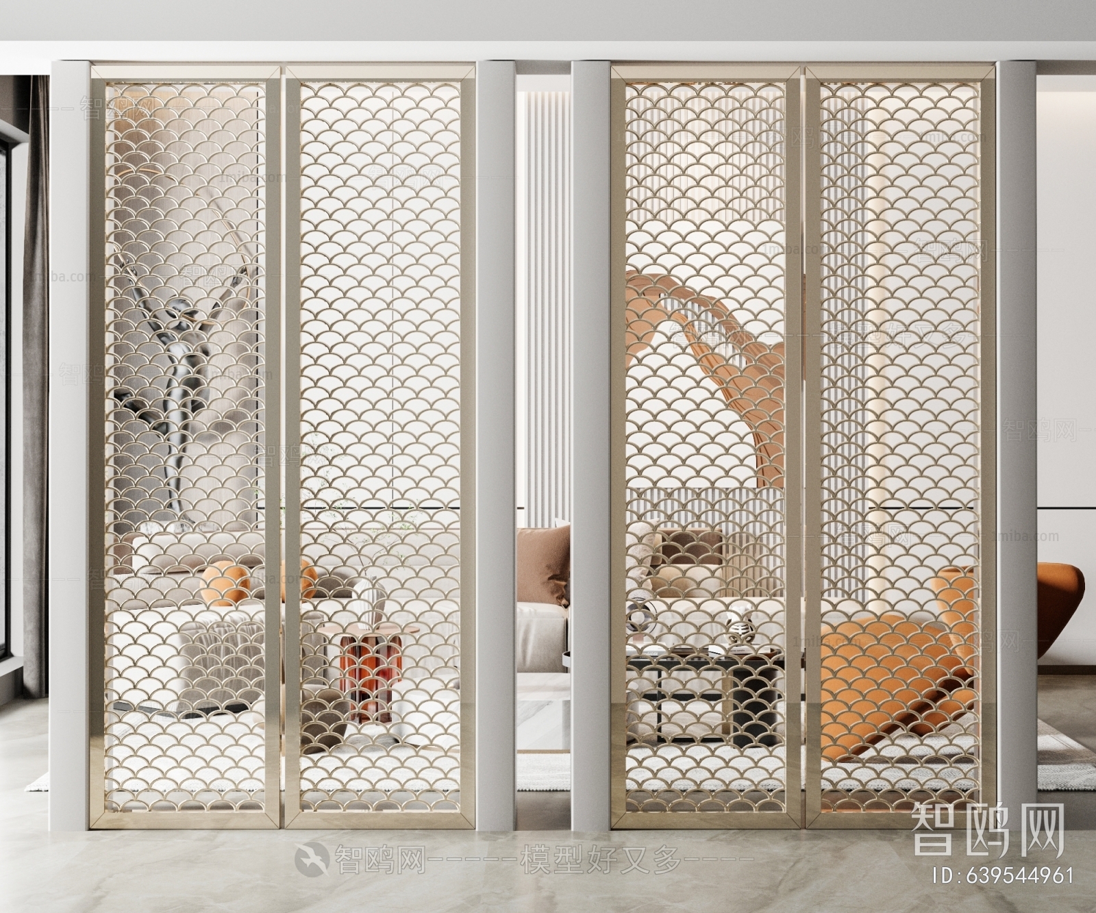 New Chinese Style Metal Screen Partition