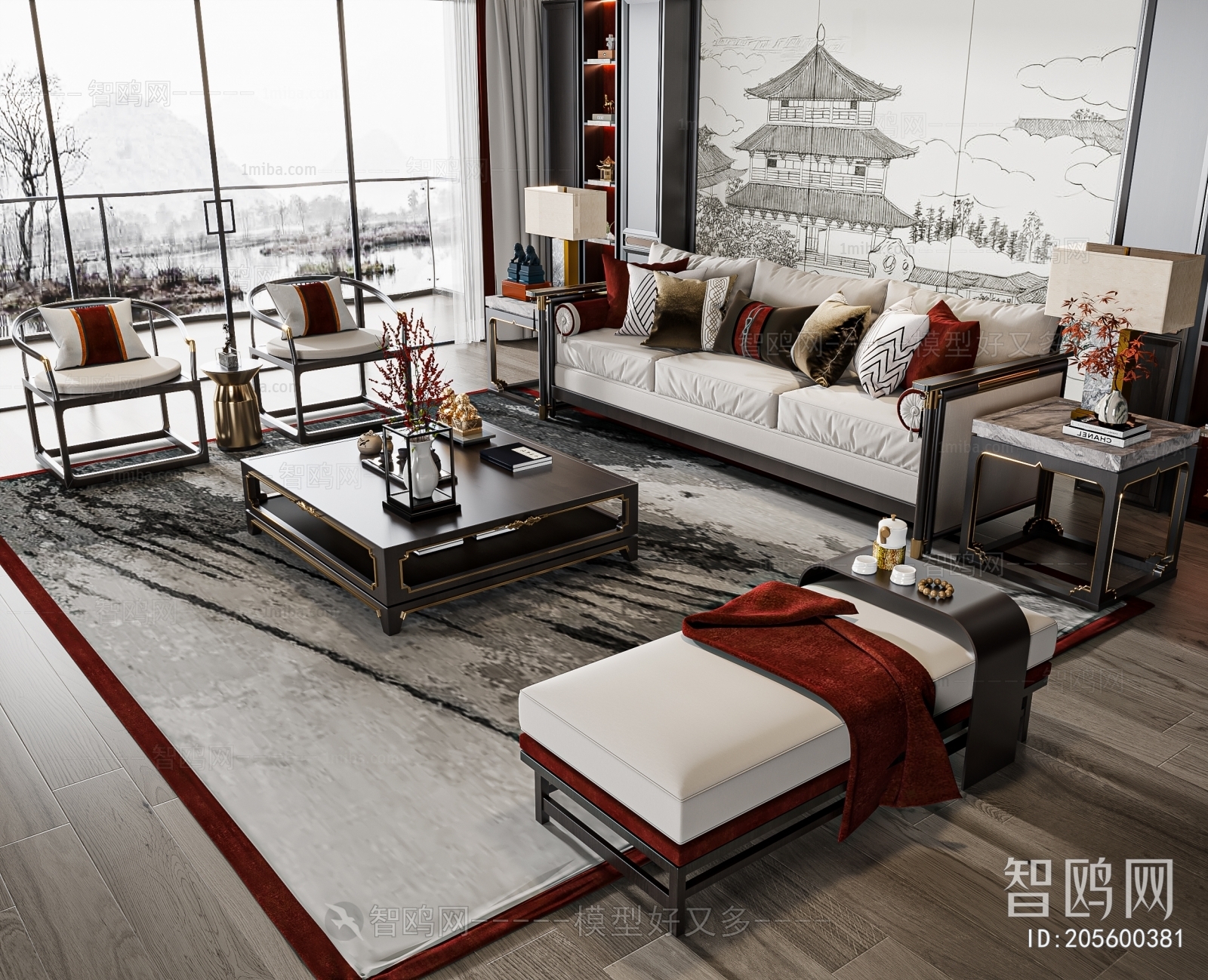 New Chinese Style Sofa Combination