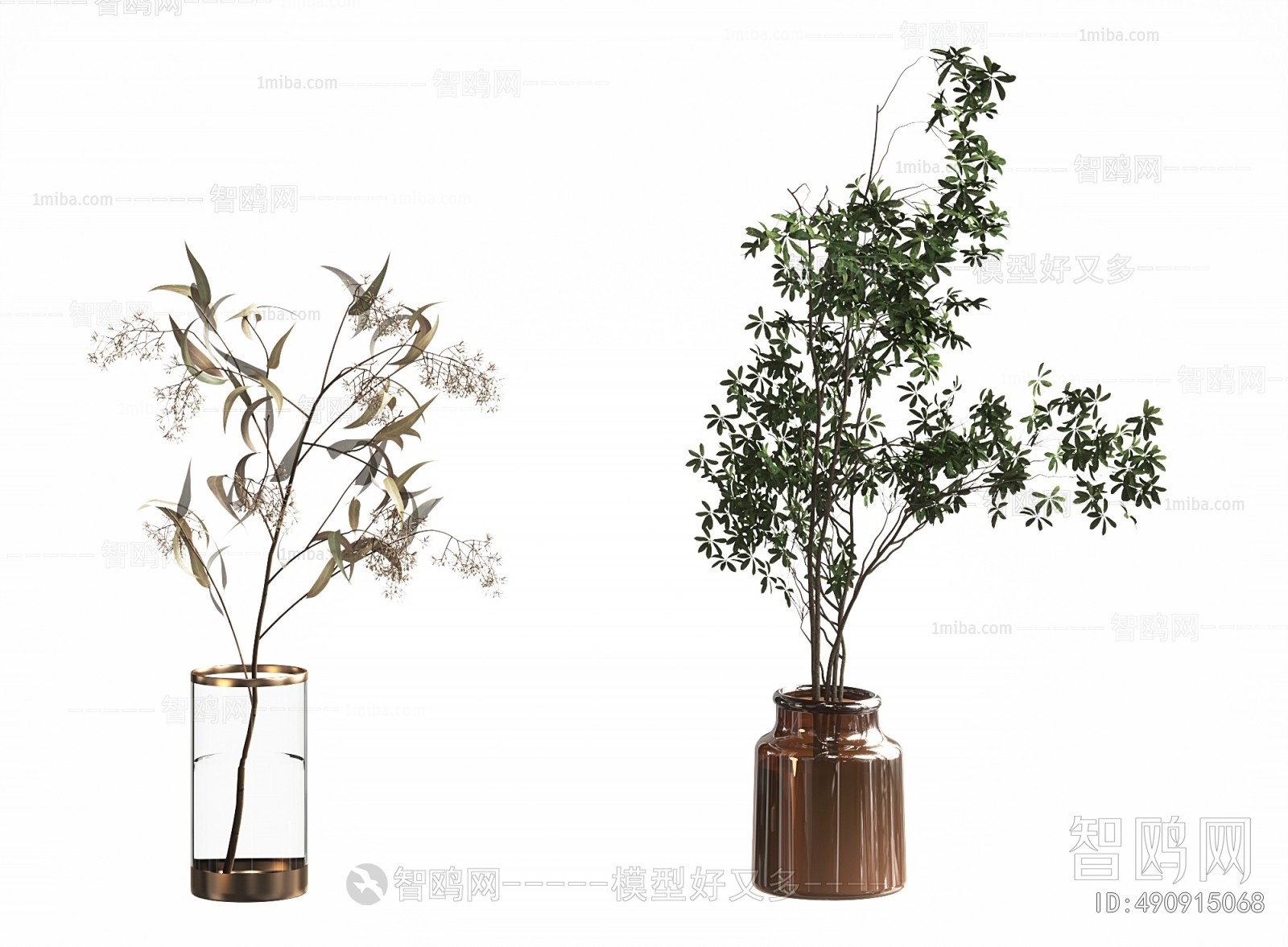 现代植物花瓶摆件