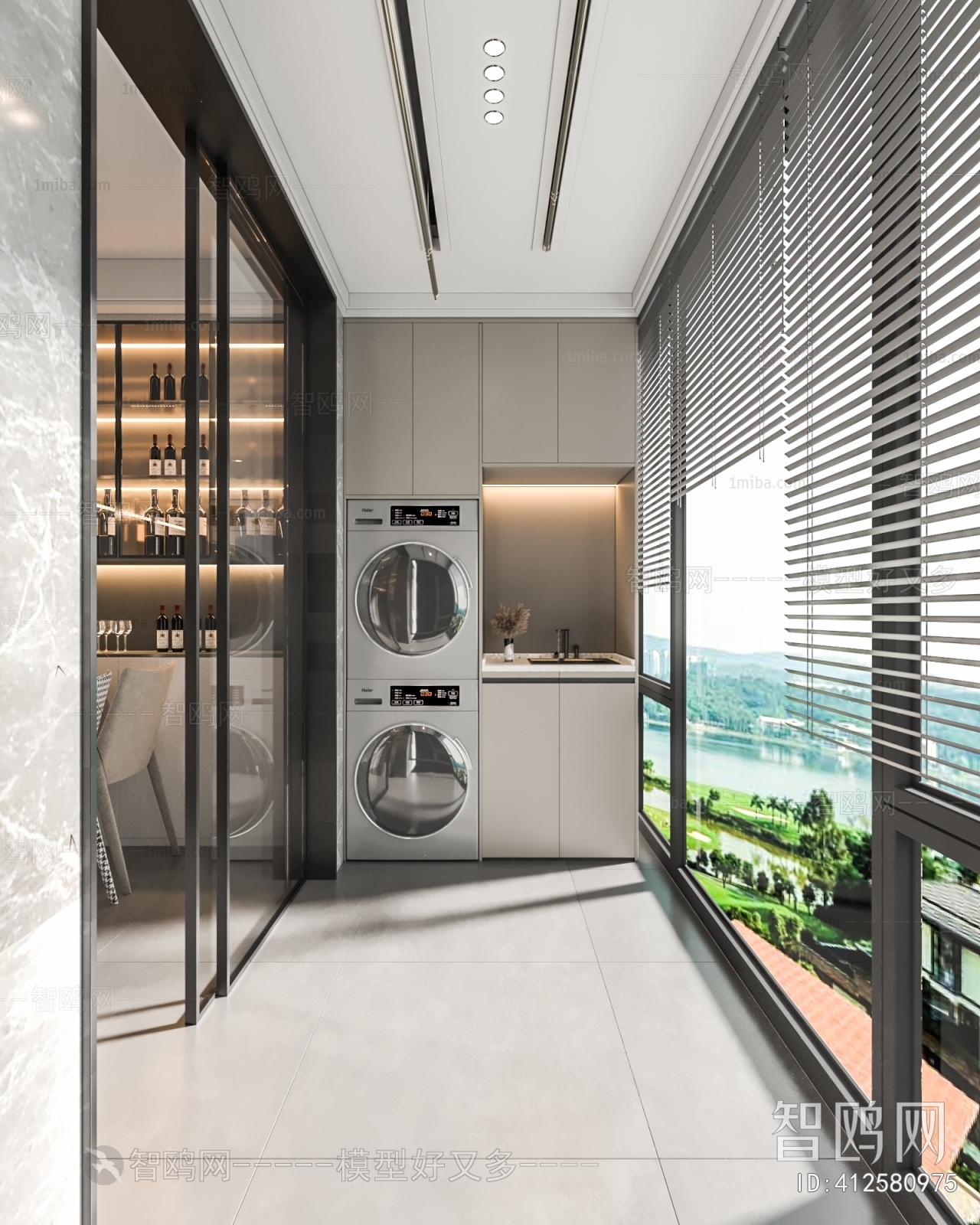 Modern Balcony Laundry Room