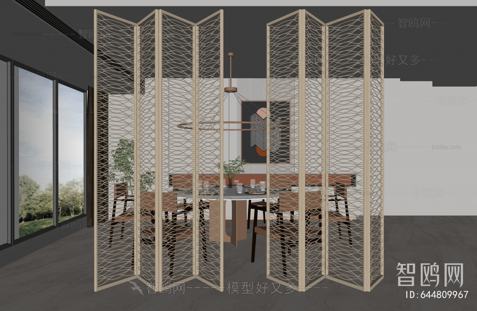 New Chinese Style Metal Screen Partition