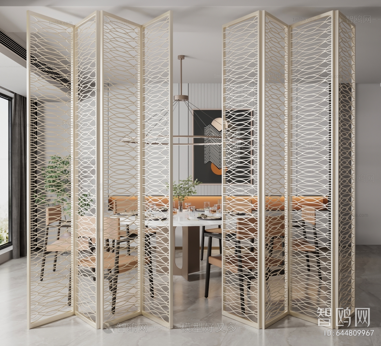 New Chinese Style Metal Screen Partition