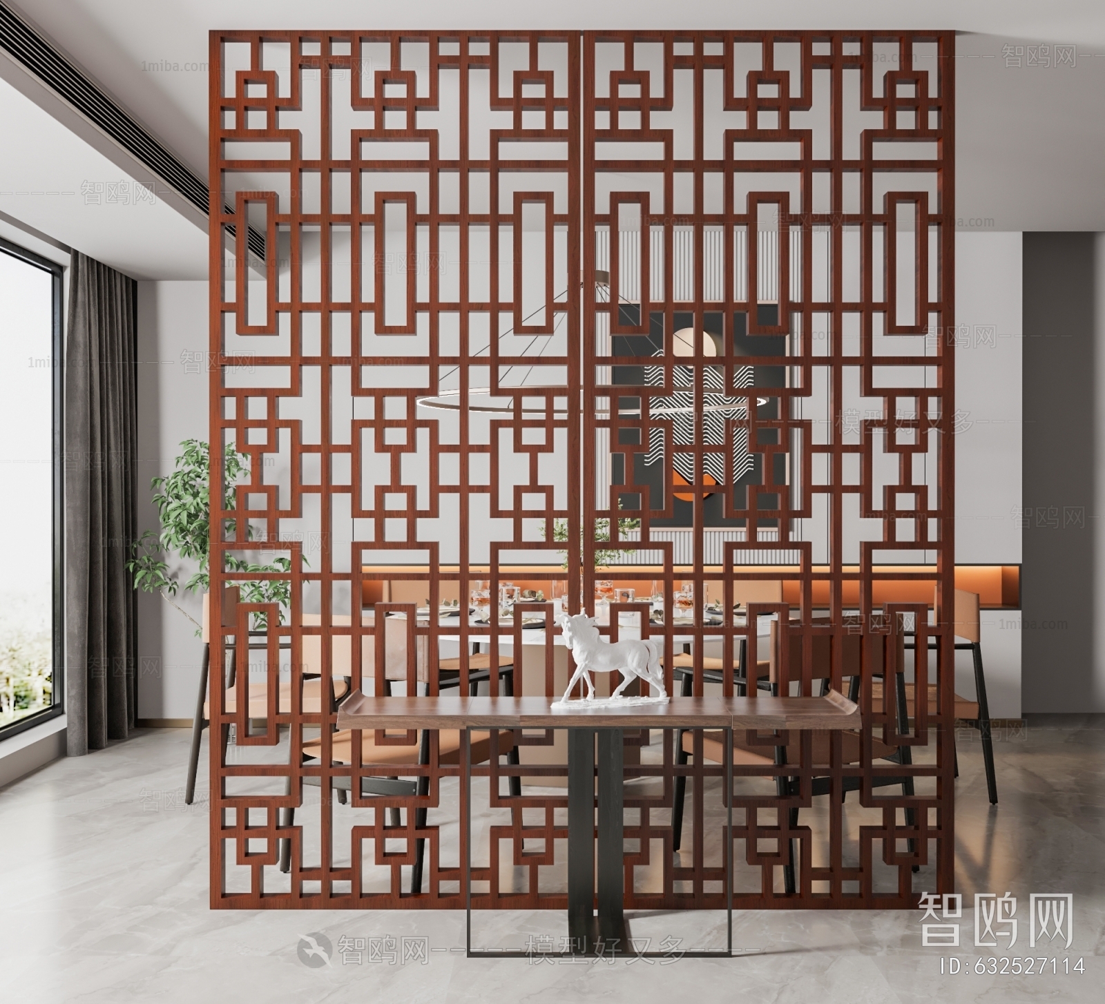 New Chinese Style Wooden Screen Partition