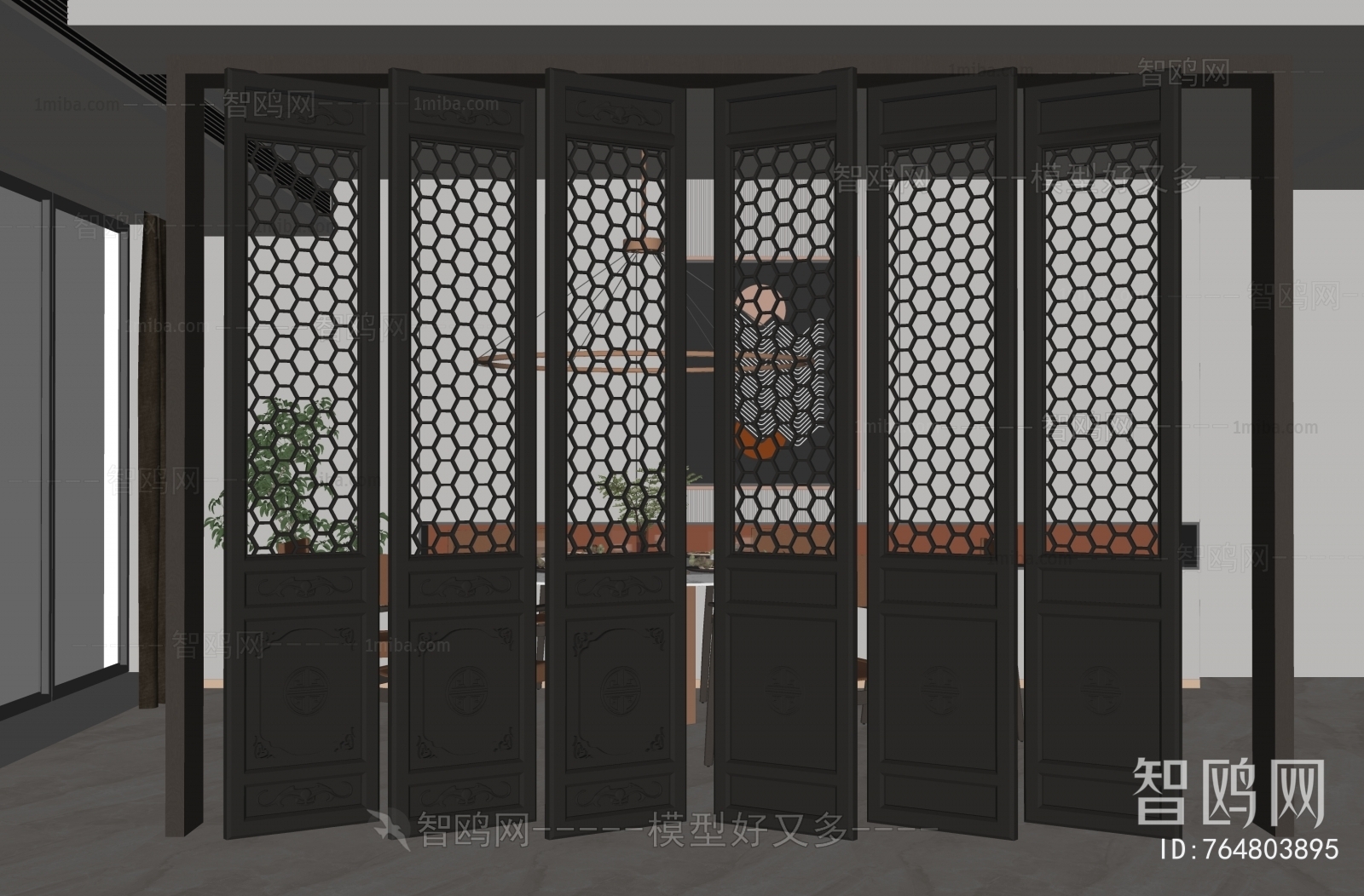 New Chinese Style Wooden Screen Partition