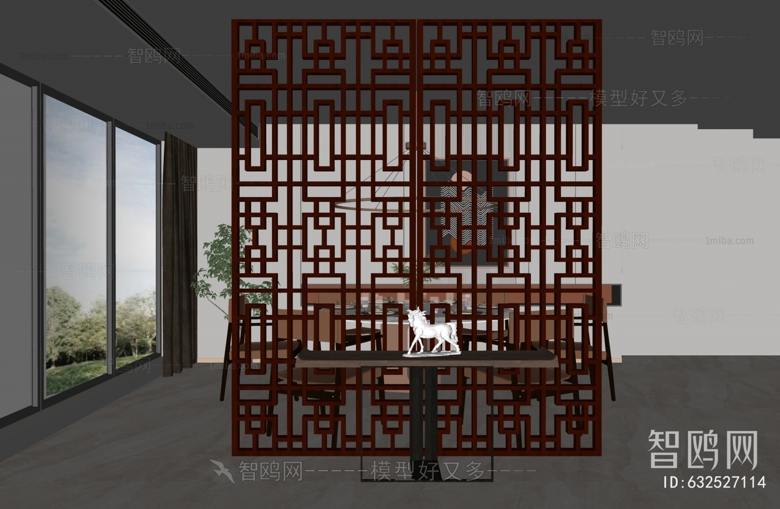 New Chinese Style Wooden Screen Partition