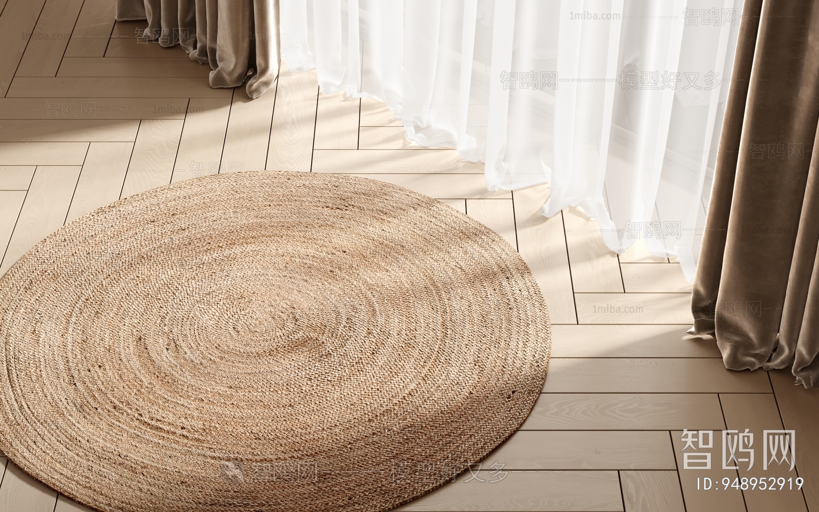 现代圆形编织地毯