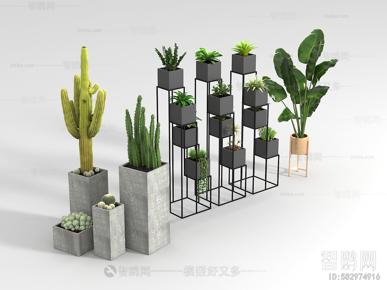 Modern Ground Green Plant Potted Plants