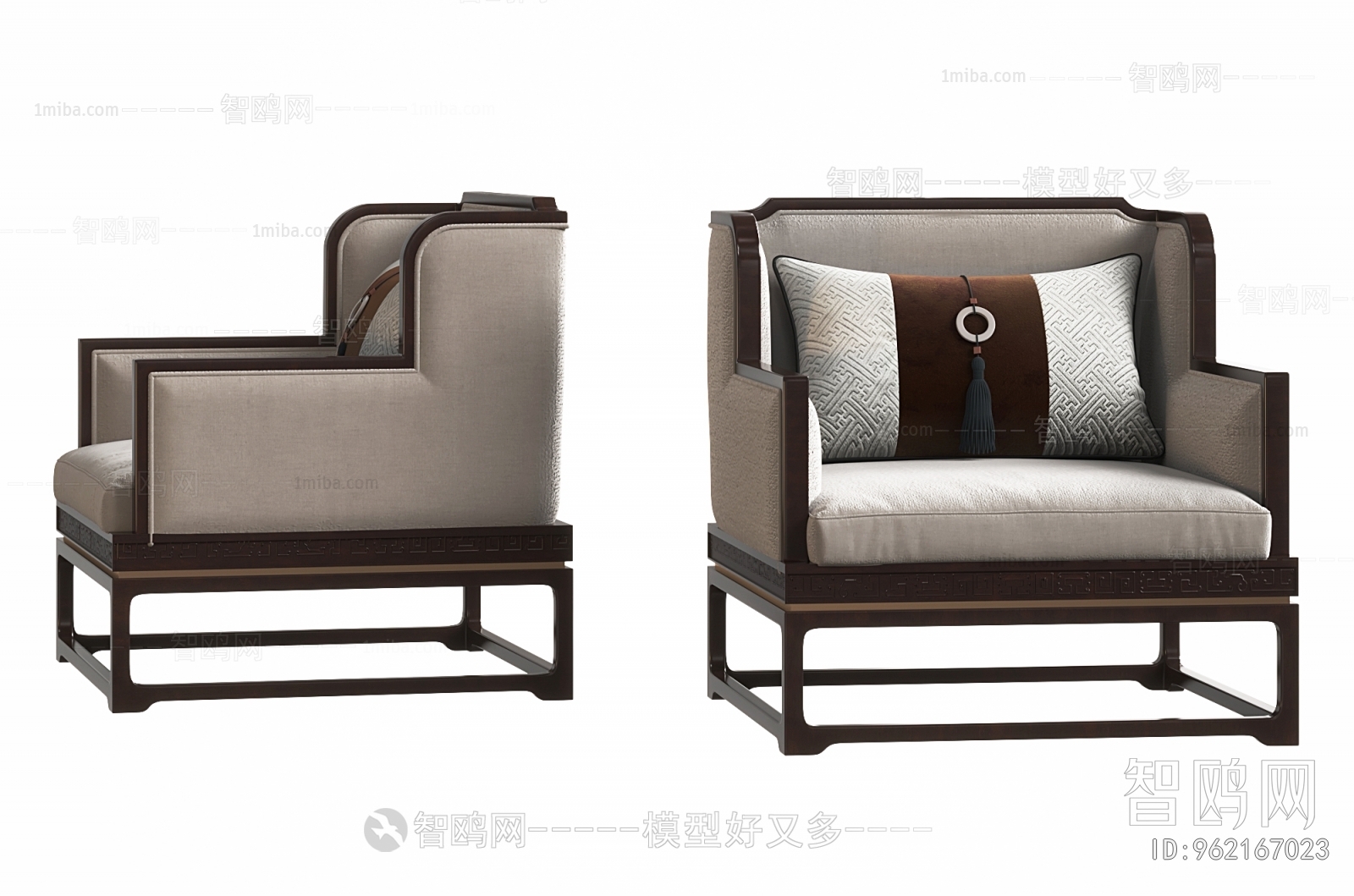 New Chinese Style Single Sofa