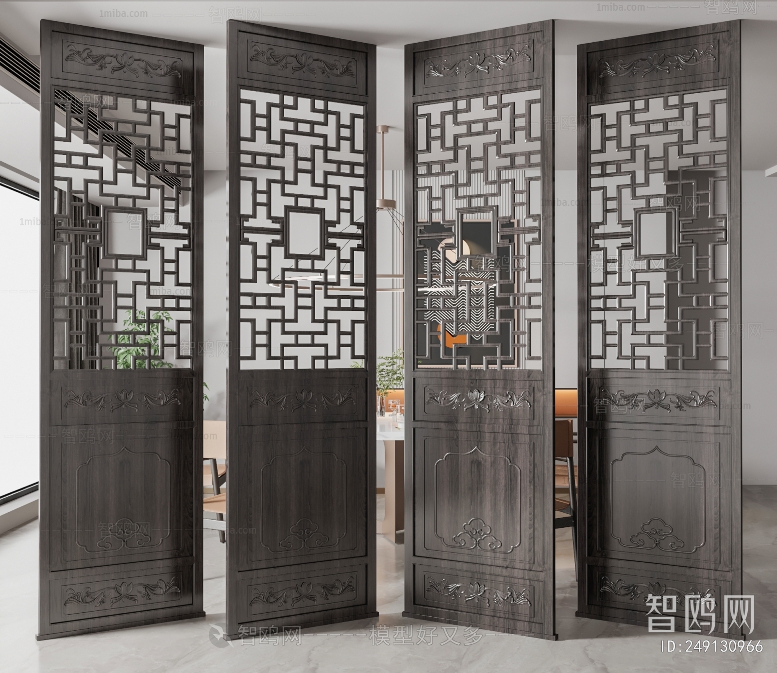 Chinese Style Wooden Screen Partition