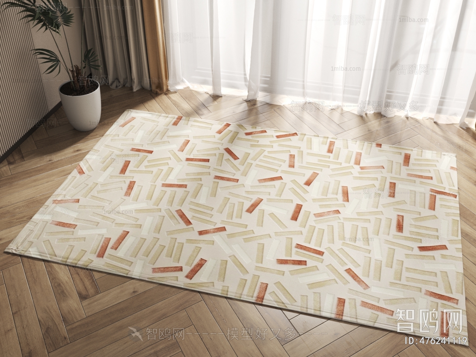 现代方形几何地毯